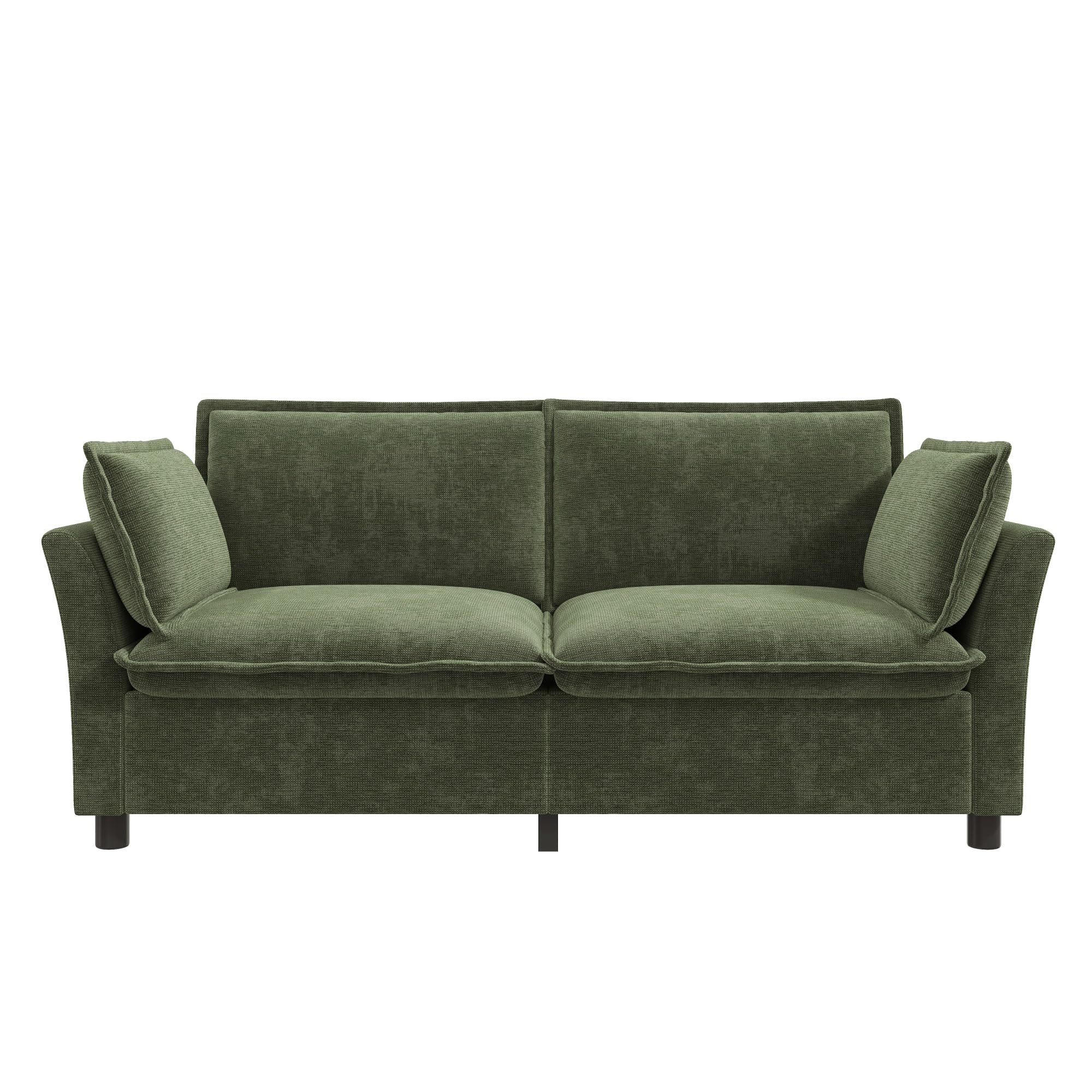 BTM Modern Cloud Sofa 2 Sitzer Couch Klein mit Armlehnenkissen Loveseat für Wohnzimmer, Kleine Räume, Wohnung, Dunkelgrün