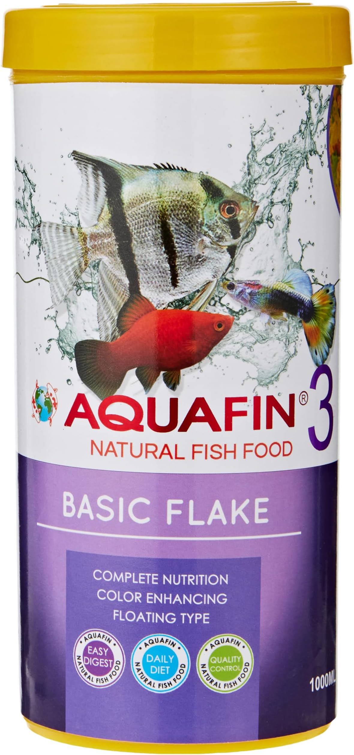 AQUAFIN 3 NATURAL FISH FOOD BASIC FLAKES 1000 ML