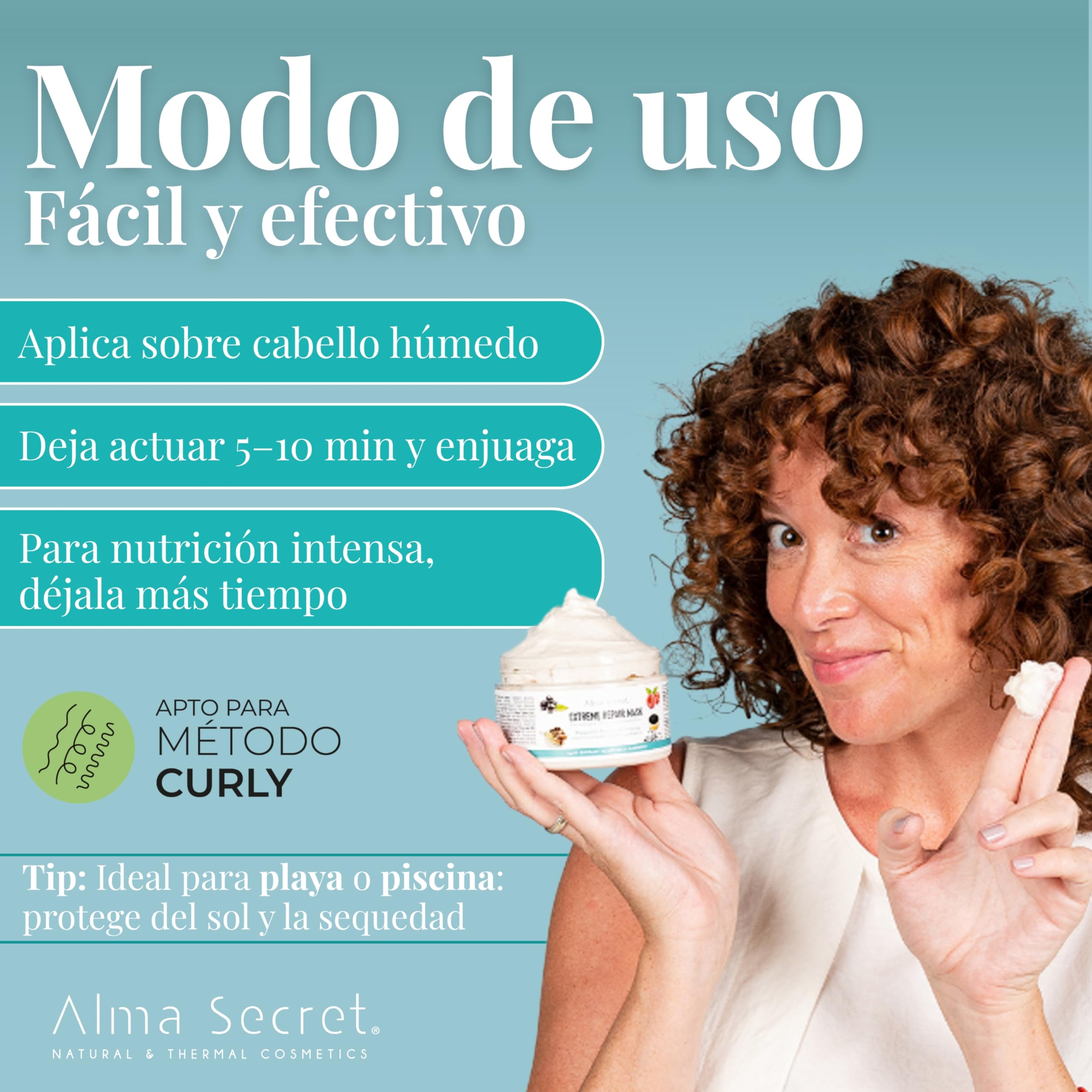 Alma Secret Extreme Repair - Mascarilla pelo reconstructora fibra capilar - tratamiento reparación capilar - apta Método Curly - Hialurónico Biotina Proteínas - Cabello dañado 250 ml