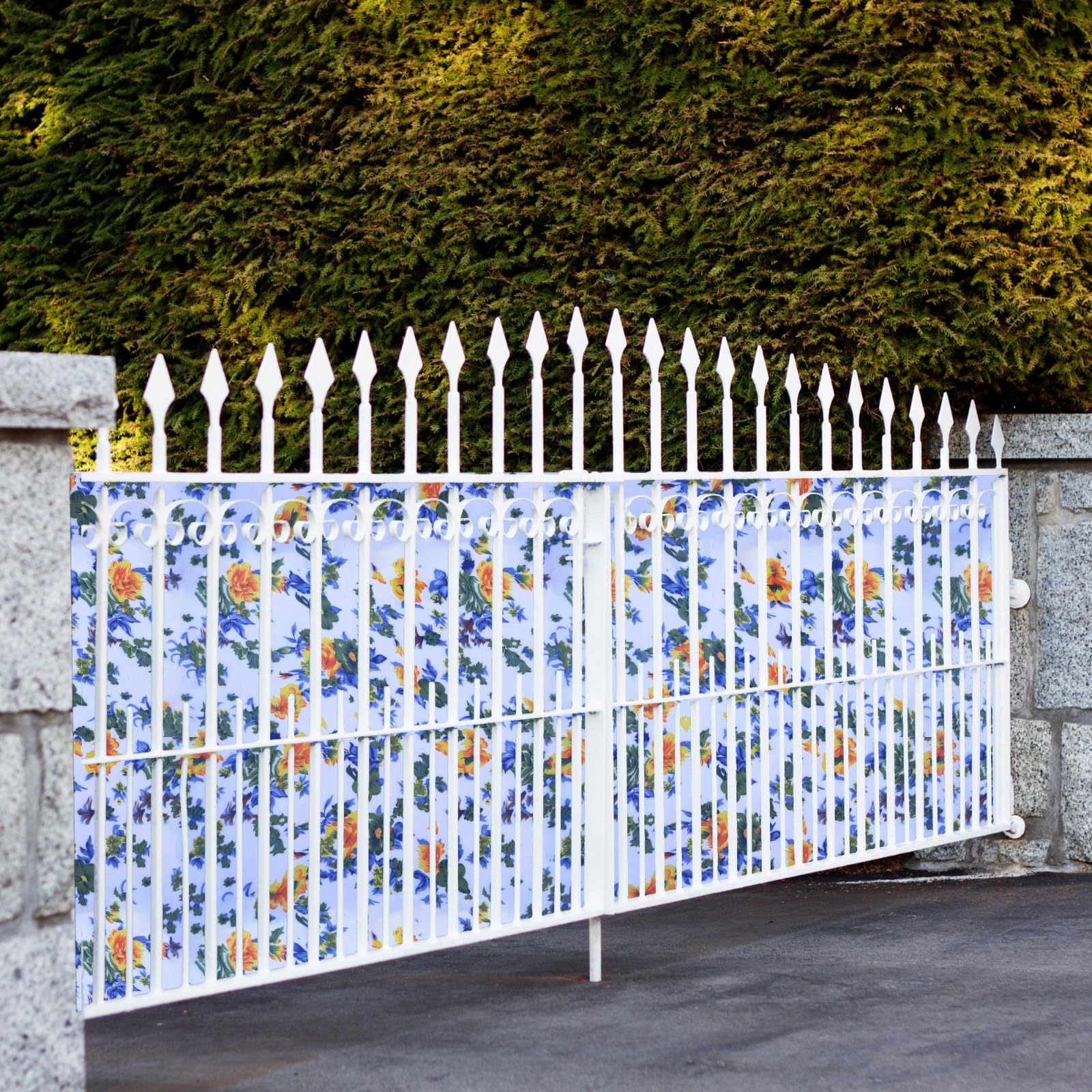 MAHIRA Polypropylene Gate Sheet Car Parking Sheet | Grill Sheet | Gate Covering Sheet | Balcony Safety Sheet | Privacy Sheet, Multicolor Flower Printed Design UV Resistant (4 feet x 10 feet)