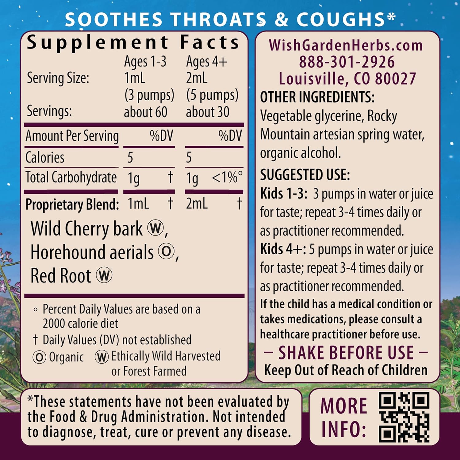 WishGarden Herbs Kick-It Cough for Kids - Natural Herbal Cough Suppressant for Kids & Childrens Expectorant Helps Calm Stubborn Coughs and Soothe Sore Throats, Safe & Effective for Children 0-12, 2oz - Image 2