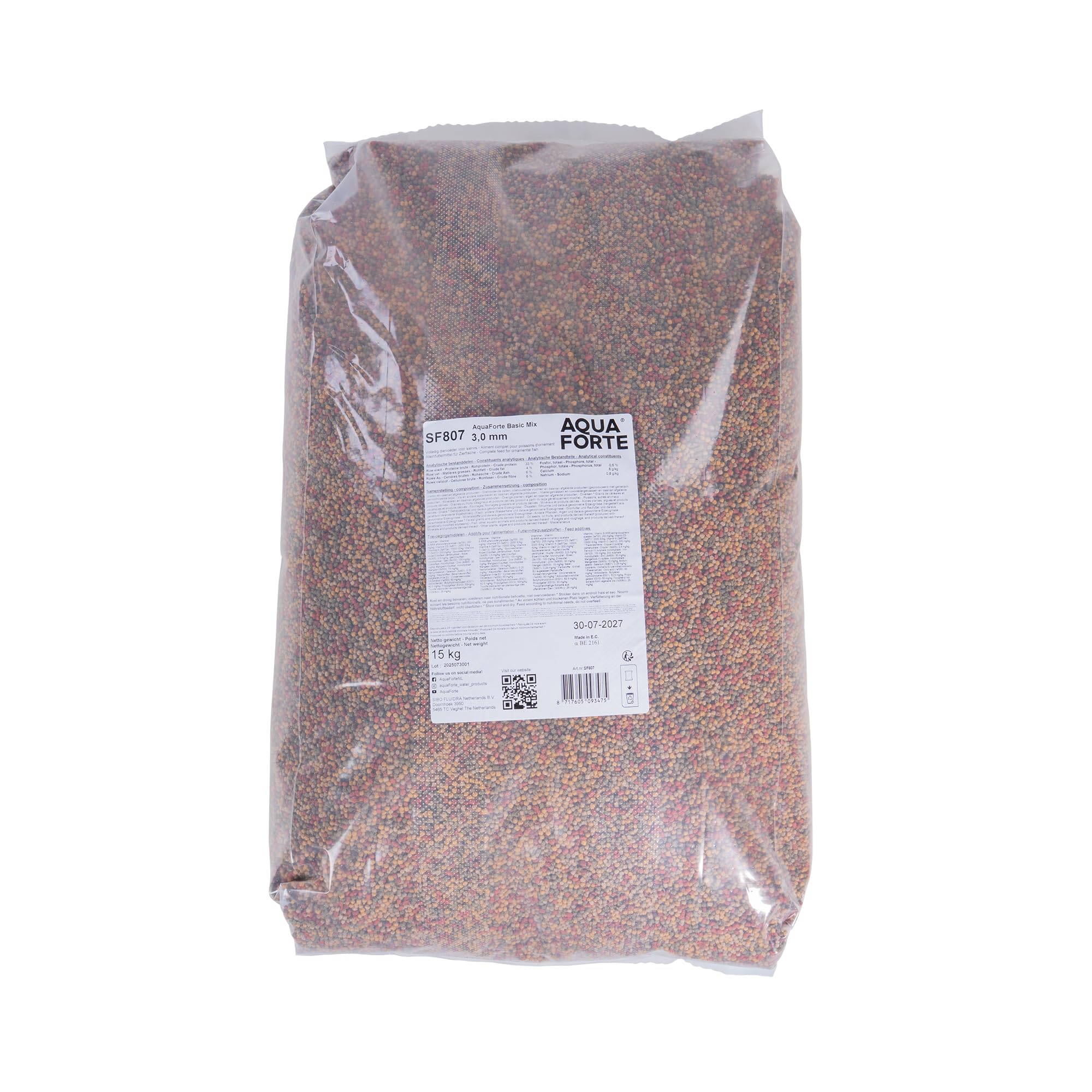 AquaForte alimento básico de calidad para peces, 15 kg (mas menos 40 litros), Pellets pequeños (3 mm)
