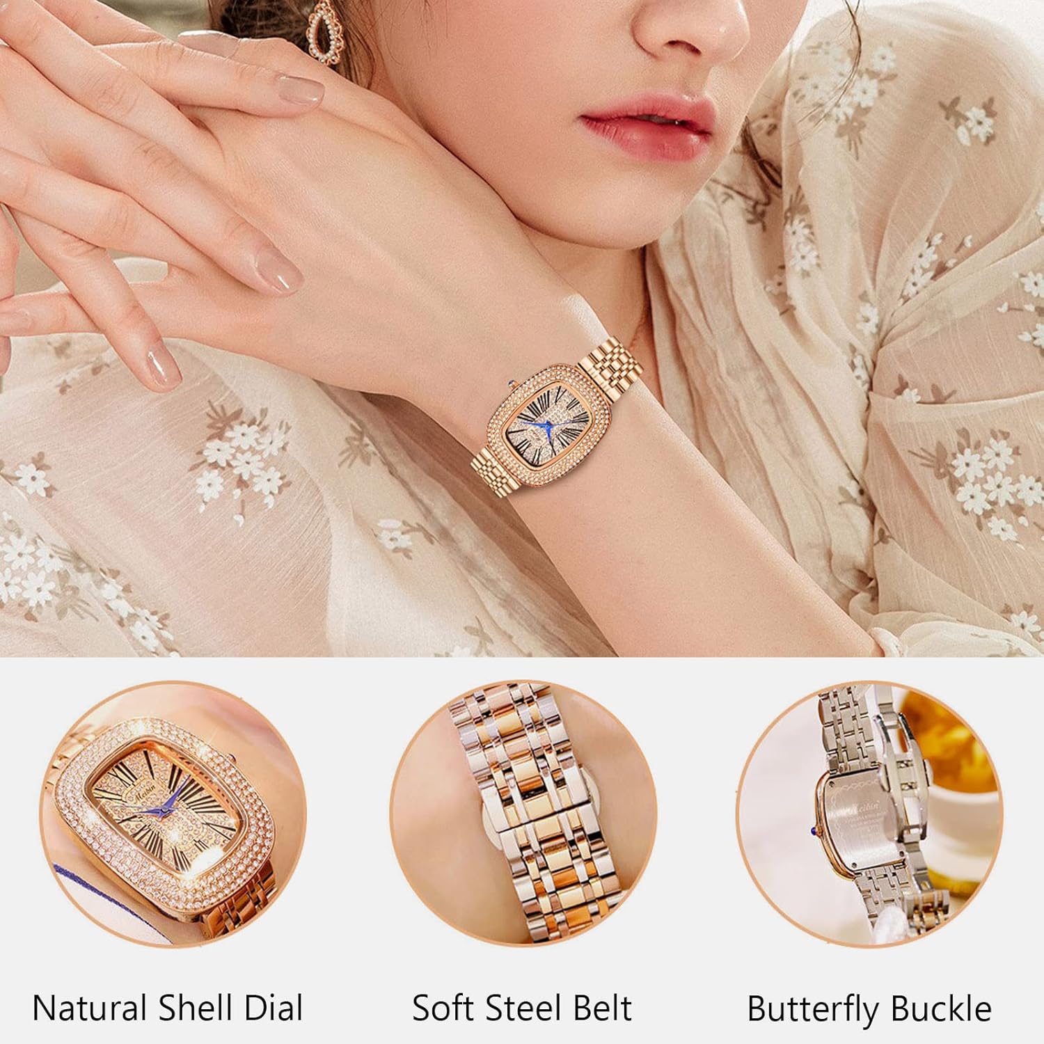 RORIOS Donna Orologio Impermeabile Analogico al Quarzo Orologio con Cinturino in Acciaio Inox Orologi da Polso Moda Diamanti Orologio per Donna RORIOS Donna Orologio Impermeabile Analogico al Quarzo Orologio con Cinturino in Acciaio Inox Orologi da Polso Moda Diamanti Orologio per Donna