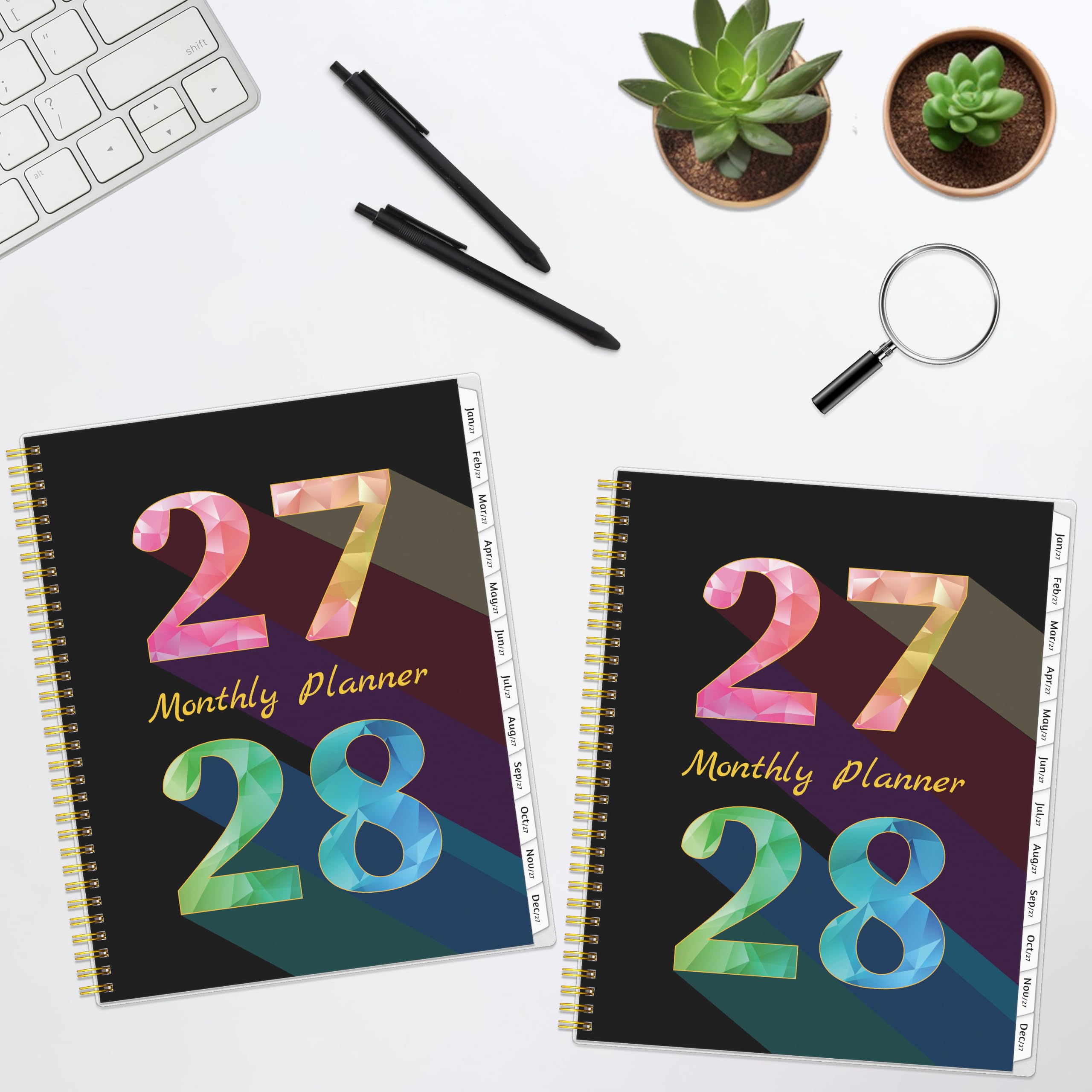 Monatsplaner 2027–2028, 18 Monate, Kalender 2027–2028 von Januar 2027–Juni 2028, 21,6 x 27,9 cm, mit linierter Aufbreitung, flexiblem Einband, Spiralbindung, Tasche, beschichtete Tabs, Notizen und