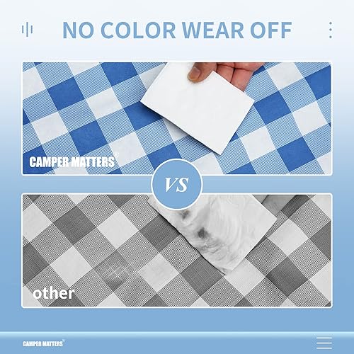 Miniatura 4 de Mantel de mesa de picnic con fundas de banco, resistente al viento, a prueba de agua y aceite, fuerte resistencia a la decoloración, para exteriores