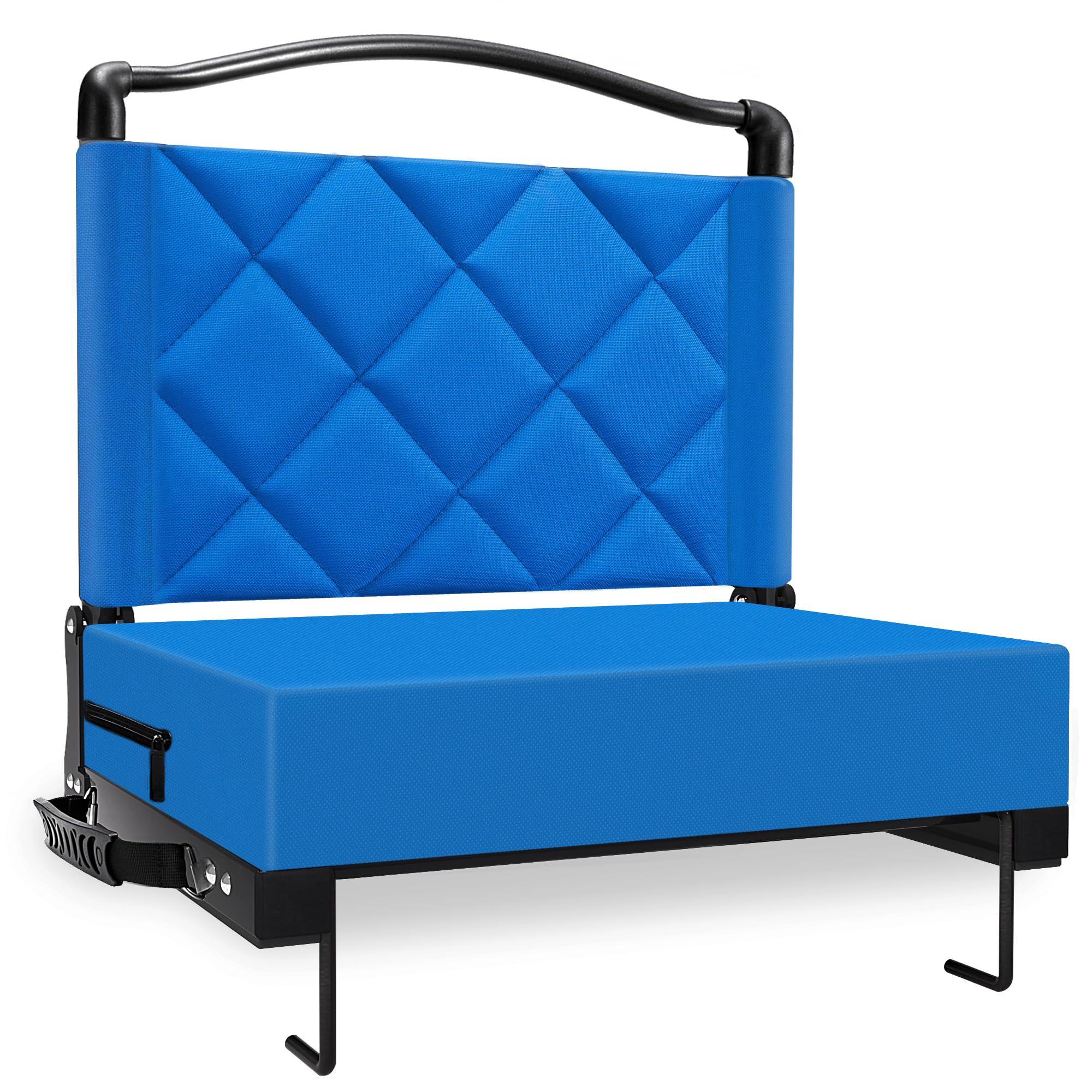 Stadium Seats with Back Support Cushion, Folding Stadium Seats for Bleachers Hold up 400lbs, Wide Bleacher Seat with Shoulder Strap & Handle Comfort for Sports Events (Blue, 1pcs)
