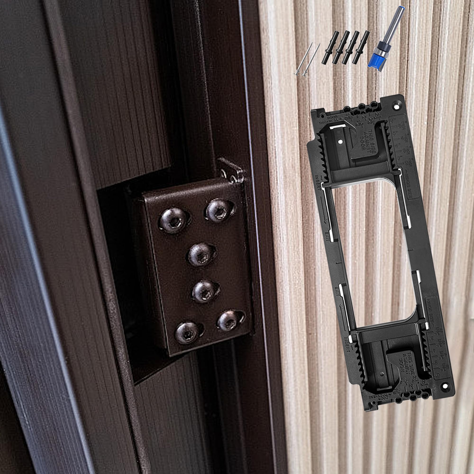 Präzisions-Türscharnier-Fräserschablone, legierung Holzbearbeitung Loch Opener Schlitz Locator, Aluminium-Türscharniervorrichtung, Positionierung, Bohren, Schlitzer, Führungsplatte