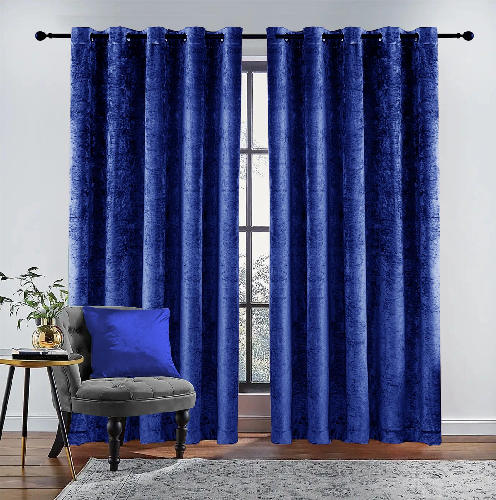 Rugs Inn Stylish Modern Curtain for Dining Room Kids Room Cozy Blackout 90 Drop Thick Thermal Door Curtain Kitchen Decor 90 Inches Width, Royal Blue Curtain