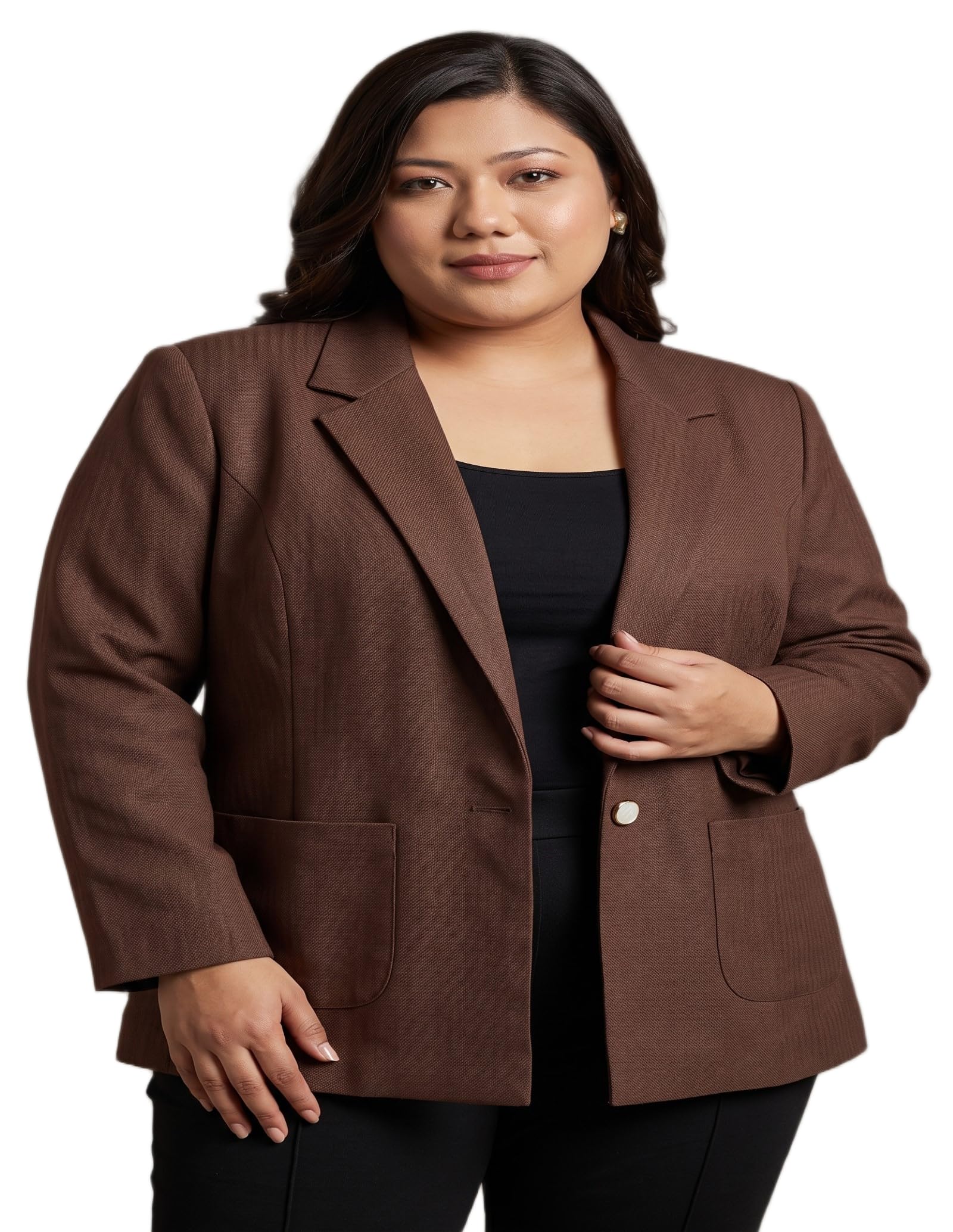moonxs Women's Career Edit Blazer – Brown Jacket, Single Button, Clean Tailored Cut-picture-25