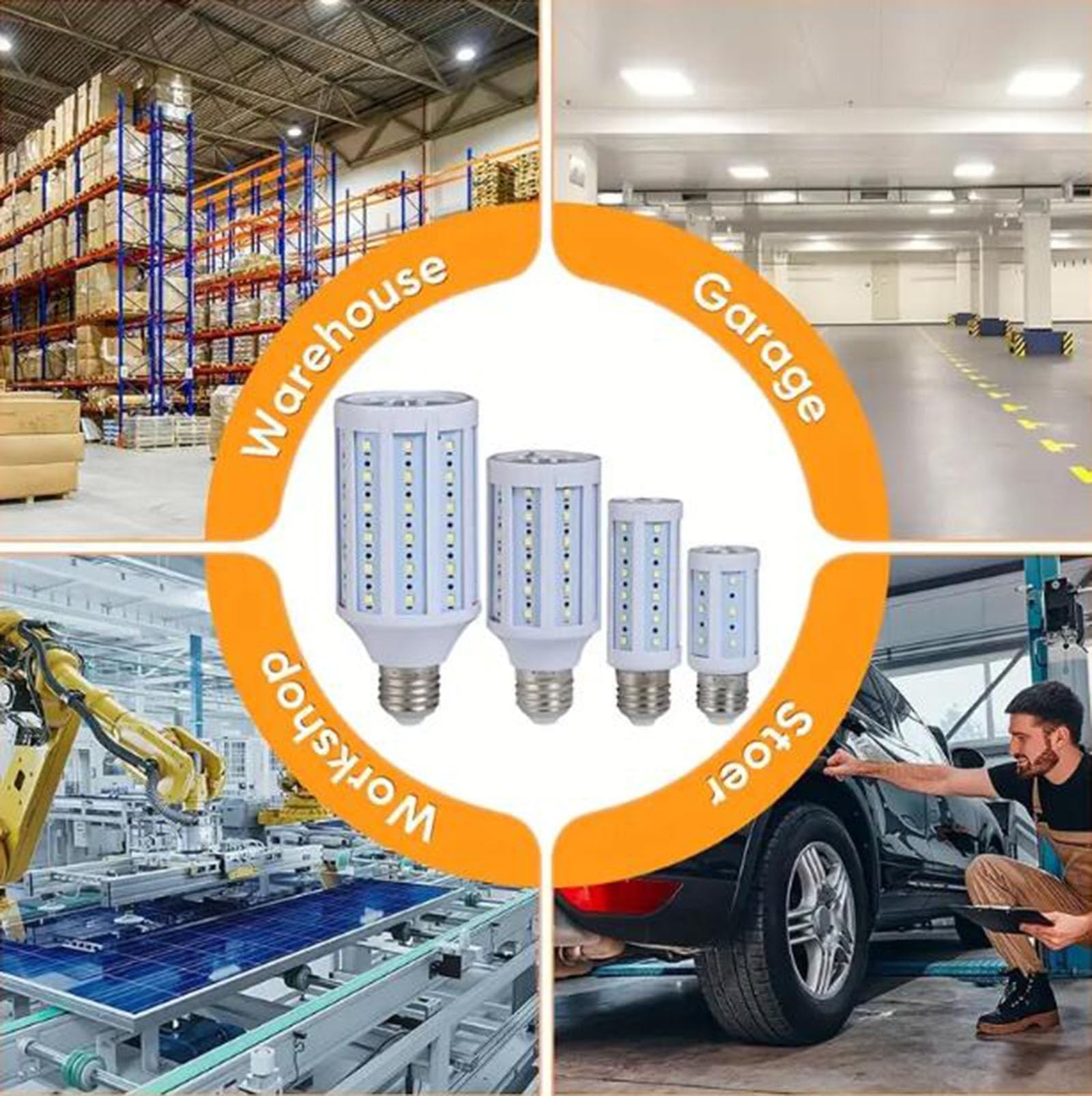Bombilla LED E27 5w-20w Equivalente 40w-160w Bombillas Iluminación Sin Parpadeo Ahorro Energía Para Iluminación Exterior áreas Calles Almacenes Estacionamientos(E27 20W cool white 6500K,6PCS)