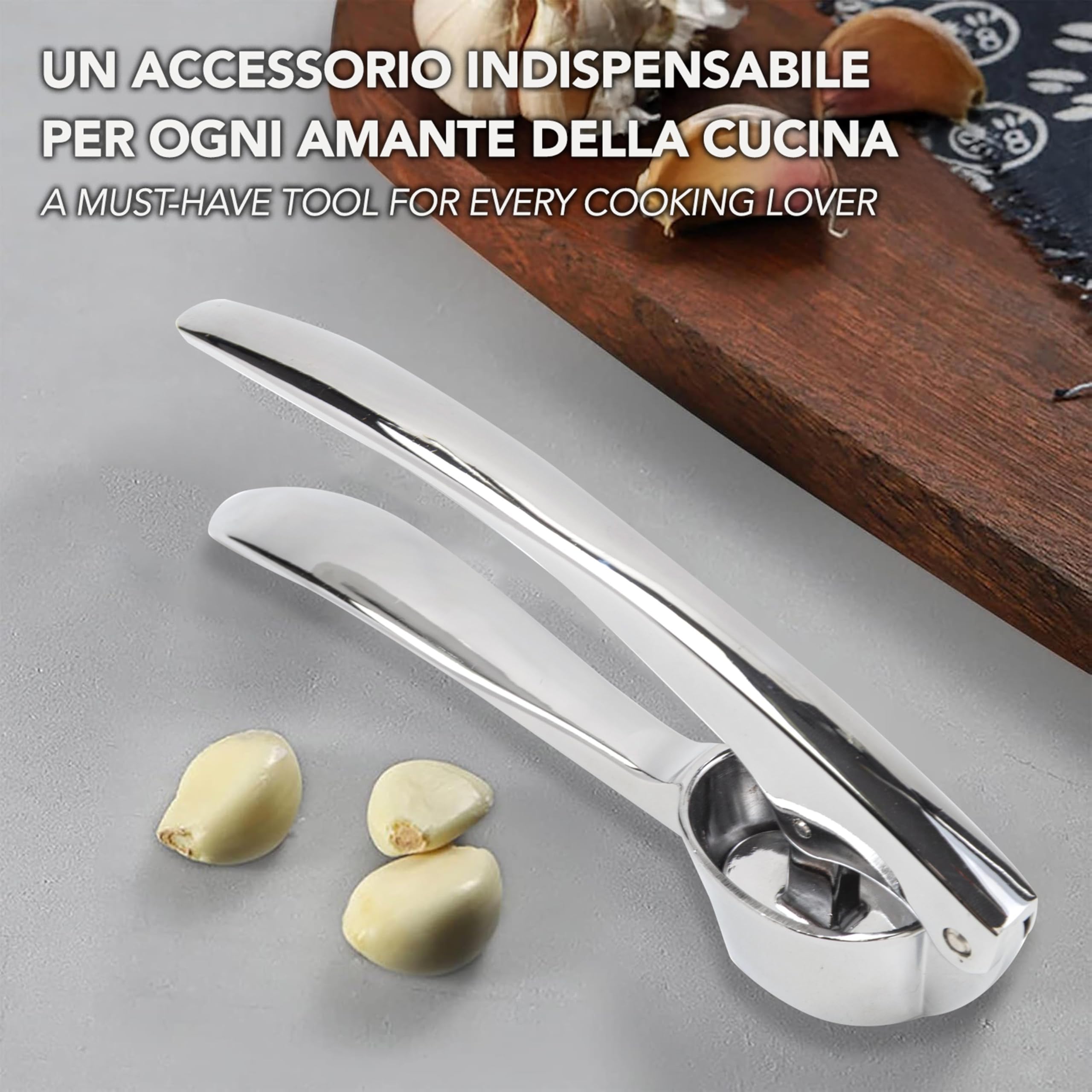 IPEA Presse-ail en Acier Inoxydable pour Ail, Gingembre, Piment - Super Solide - Design Élégant - Presse Ail Professionnel de Cuisine pour Presser Noix et Aliments - Simple Nettoyer