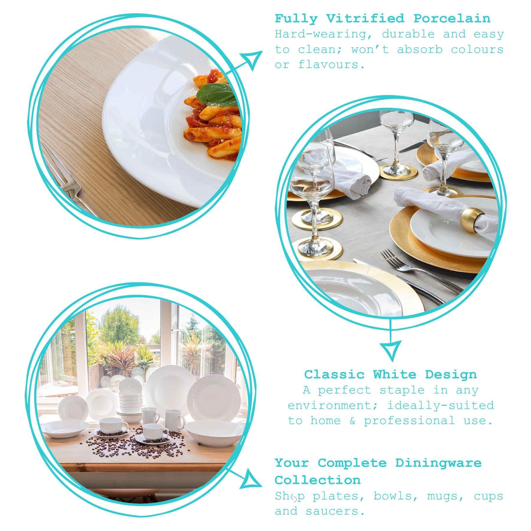 Argon Tableware Klassiker Cappuccino Cup & Saucer -Set - 320ml - 24pc - Weiß