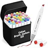 Alcohol Markers Brush Tip, 51 Colors Dual Tip Artists Coloring Markers Set Brush & Chisel, Permanent Alcohol Based Colored Sketch Pens, Art Supplies Gifts for Adults Drawing Illustration