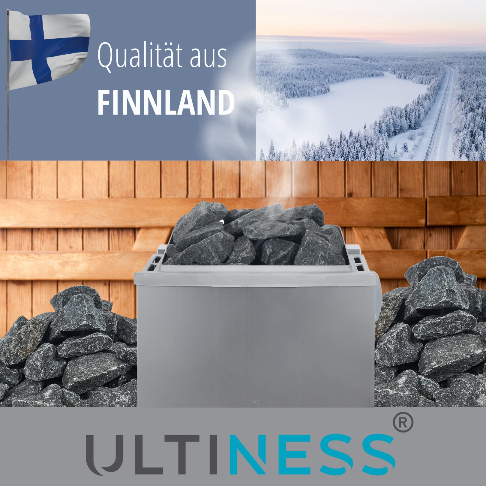 Saunasteine 20 kg OLIVIN DIABAS finnische Aufgusssteine | Dampfsteine für Saunaofen Elektroofen Holzofen Saunazubehör, Vulkanit, Bioofen, Innensauna, Saunaofensteine, Rund, Granit
