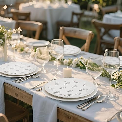 Miniatura 8 de Paquete de 80 servilletas de cóctel de papel blanco con patrón de piña de papel de aluminio plateado, suministros de fiesta (5 x 5 pulgadas, 3