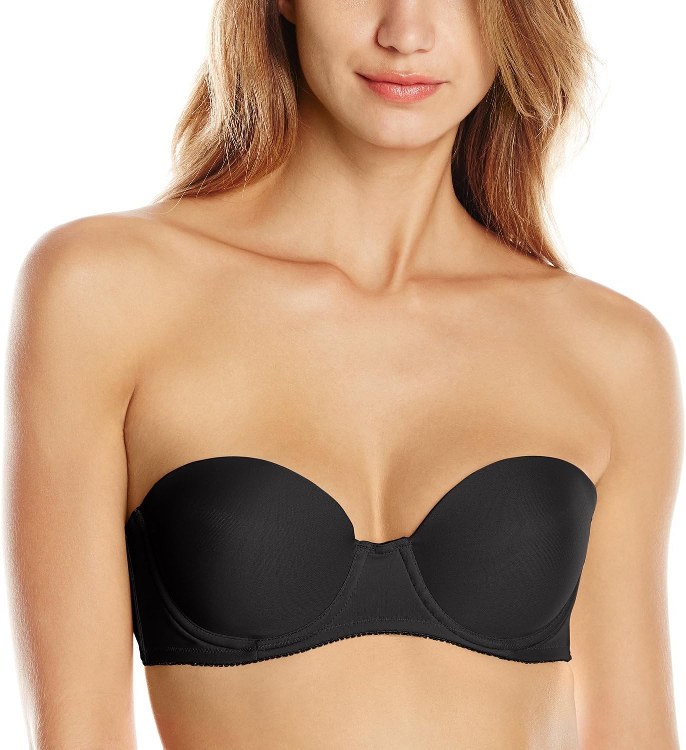 Lily of France Value in Style Women's Strapless Bra #2121407,Black/Cherry Red,32B