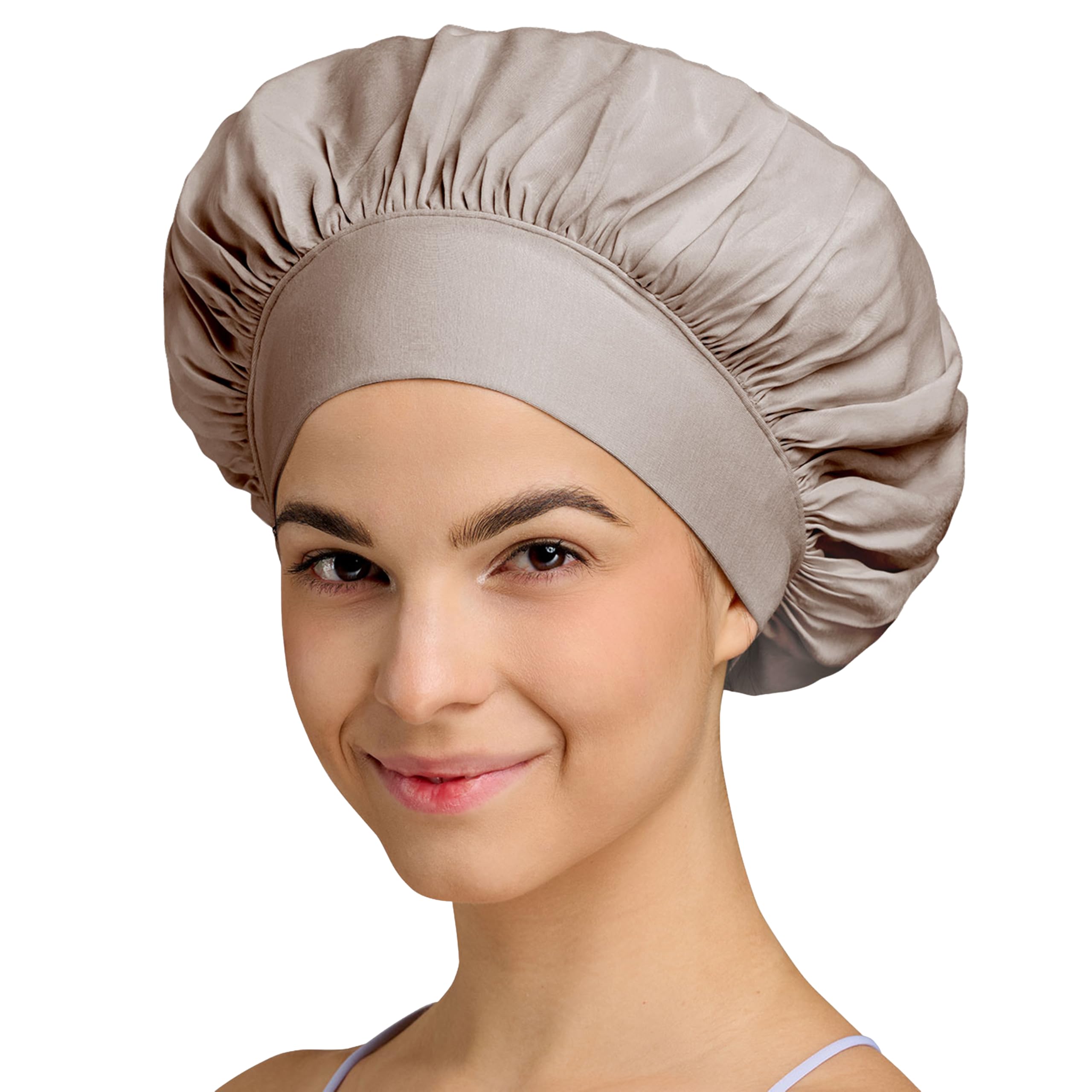 Vegane Seidenhaube zum Schlafen I Rutschfestes Bonnet zum Schutz von Locken & Frisuren - Verhindert Frizz & Haarbruch I Schlafhaube aus veganer Seide - Idealer Haarschutz für die Nacht