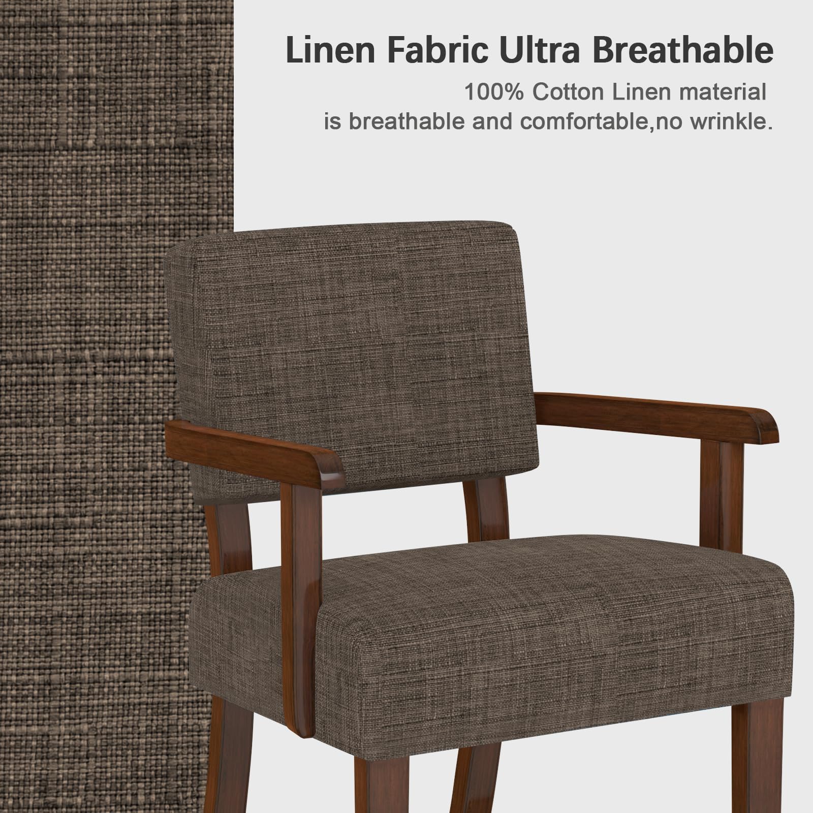 EOSVALO Gepolsterter Sessel 2er-Set mit Holzgestell – Polsterstuhl, Armlehnstuhl, Loungesessel für Wohnzimmer, Schlafzimmer, Gästezimmer, 63x66x83 cm (BxTxH)