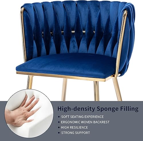 Miniatura 35 de Juego de 2 sillas de comedor de terciopelo, sillas tapizadas tejidas para sala de estar, sillas modernas de cocina y comedor, sillas decorativas de