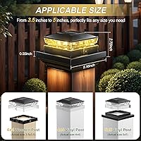 Vista 5 de Luces Solares para Postes Tipo Tapa, Paquete de 8, Impermeable, Funciona con Energía Solar, Luz para Cerca 4x4 IP65 Negro, Luces Solares para Postes