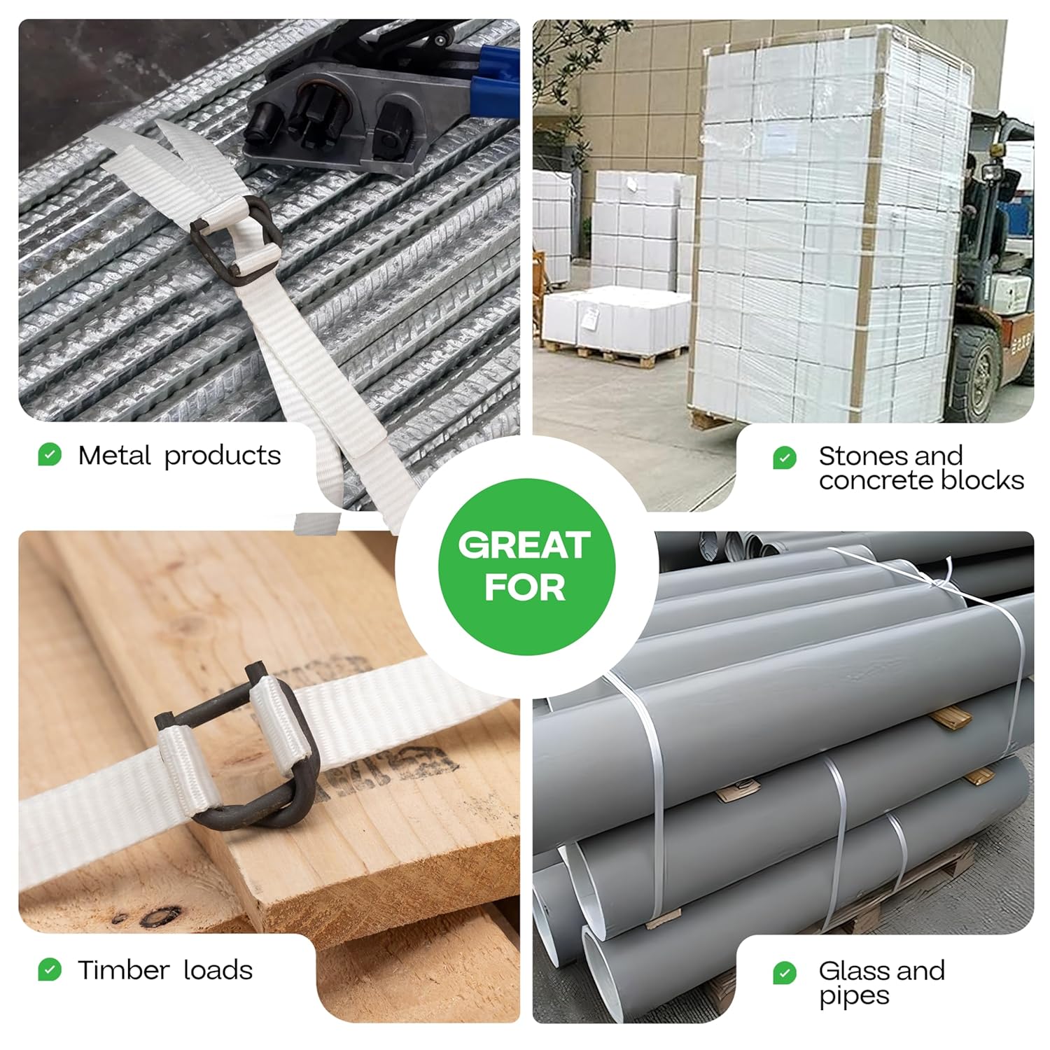 Phosphate Cord Strapping Buckles 3/4", Pack of 500 - Heavy-Duty Metal Buckles with Phosphate Coating for Woven Cord Strapping - Reusable Metal Buckle for Strapping - SKU BP-34-500 by IDL Packaging