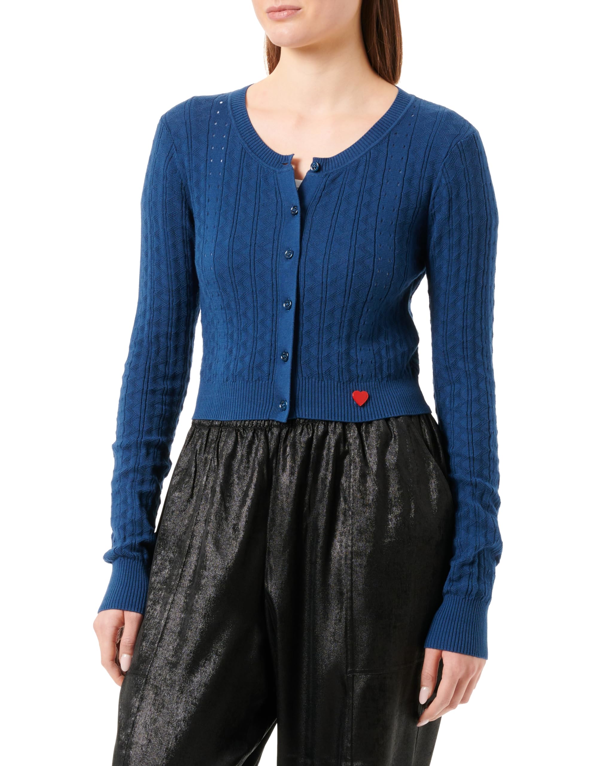 Love Moschino Cárdigan de Manga Corta Chaqueta para Mujer