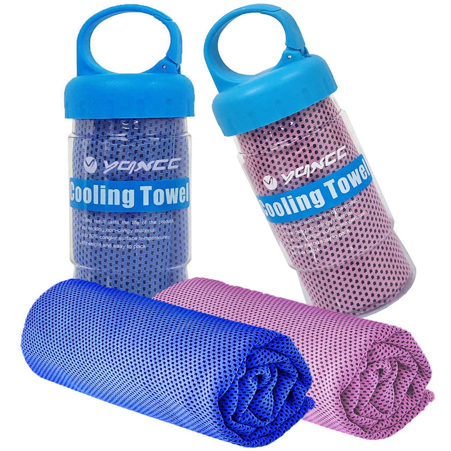 YQXCC Cooling Towel | 2 Pack 47"x12" | Ice Cool for Neck | Soft Breathable Microfiber Chilly | for Yoga, Golf, Gym, Camping, Running, Workout & More Activities