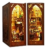 Flever Dollhouse DIY Book Nook Miniature Kit, DIY Booknook Bookshelf Insert Decor, 3D Wooden Booknook Miniature Kit for Creative Assembled Bookends (Library of Book)