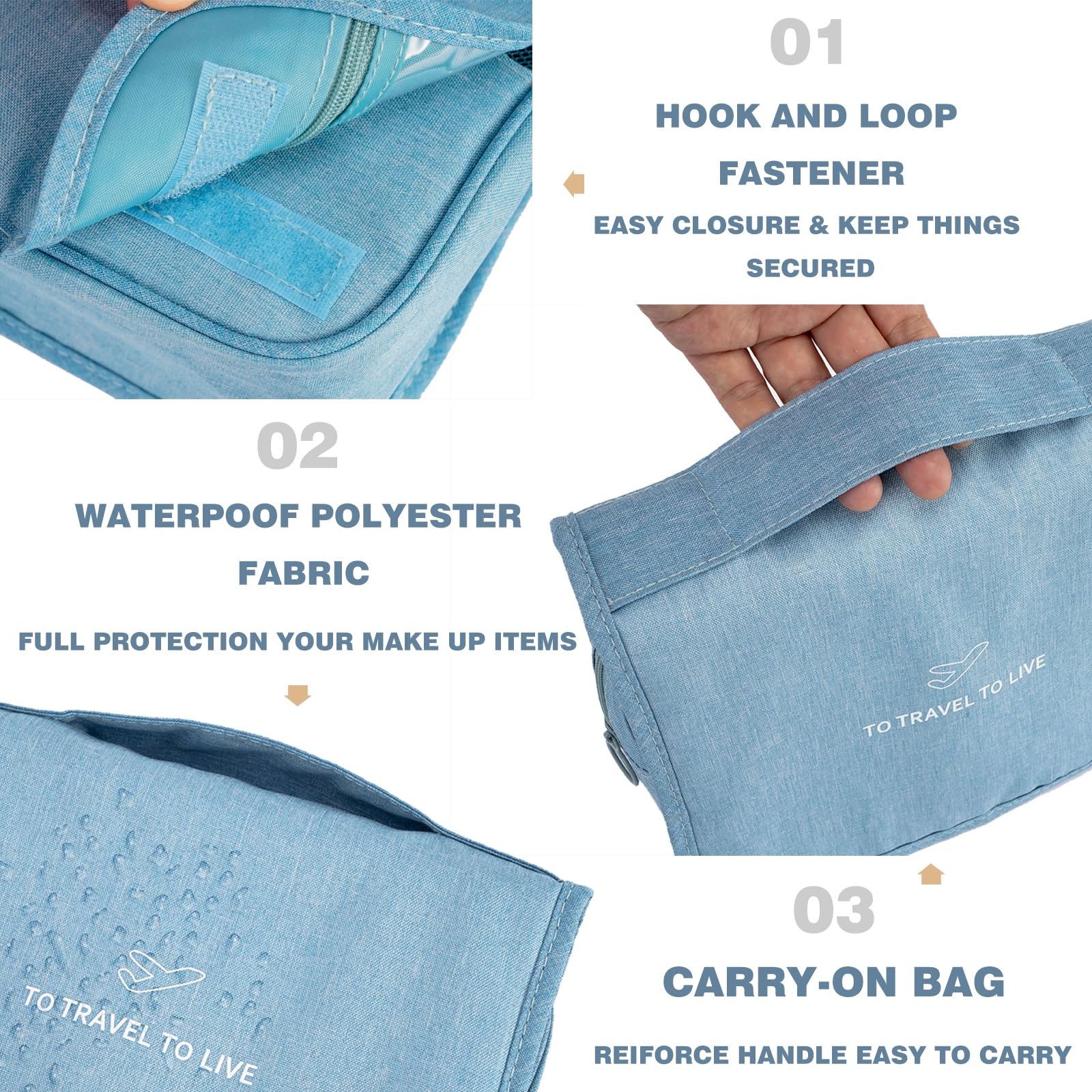 L&FY Neceser, bolsa de viaje para artículos de aseo personal, organizador de maquillaje de viaje, portátil, multifunción, gran capacidad, para accesorios de tamaño de viaje, talla única, a la moda