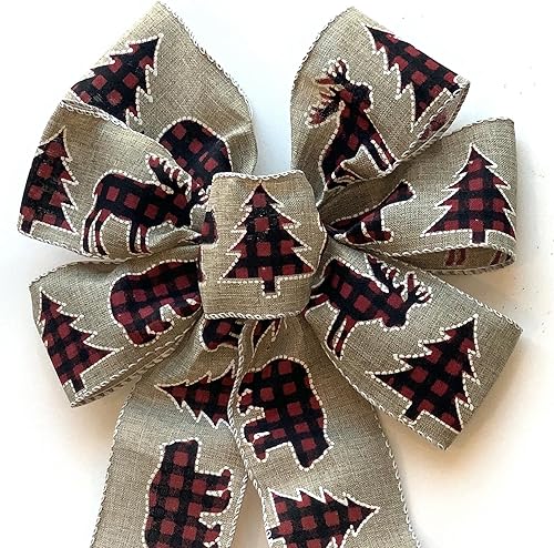 Miniatura 98 de Lazo de corona de cinta de arpillera natural, 10 pulgadas de ancho, colas largas de 18 pulgadas, granja, Pascua, otoño, invierno, Acción de Gracias