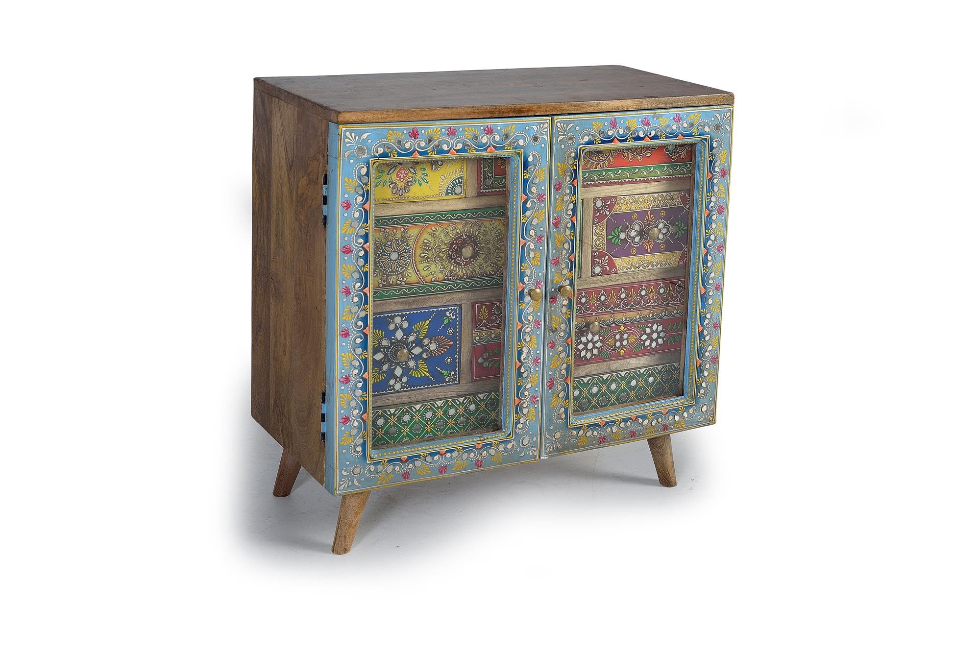 GC GINER & COLOMER Cómoda de Dormitorio - Mueble para Ropa de Madera de Mango - Sinfonier Multicolor con 7 Cajones y 2 Puertas - Mueble de Almacenamiento - 62 x 60 x 30 cm