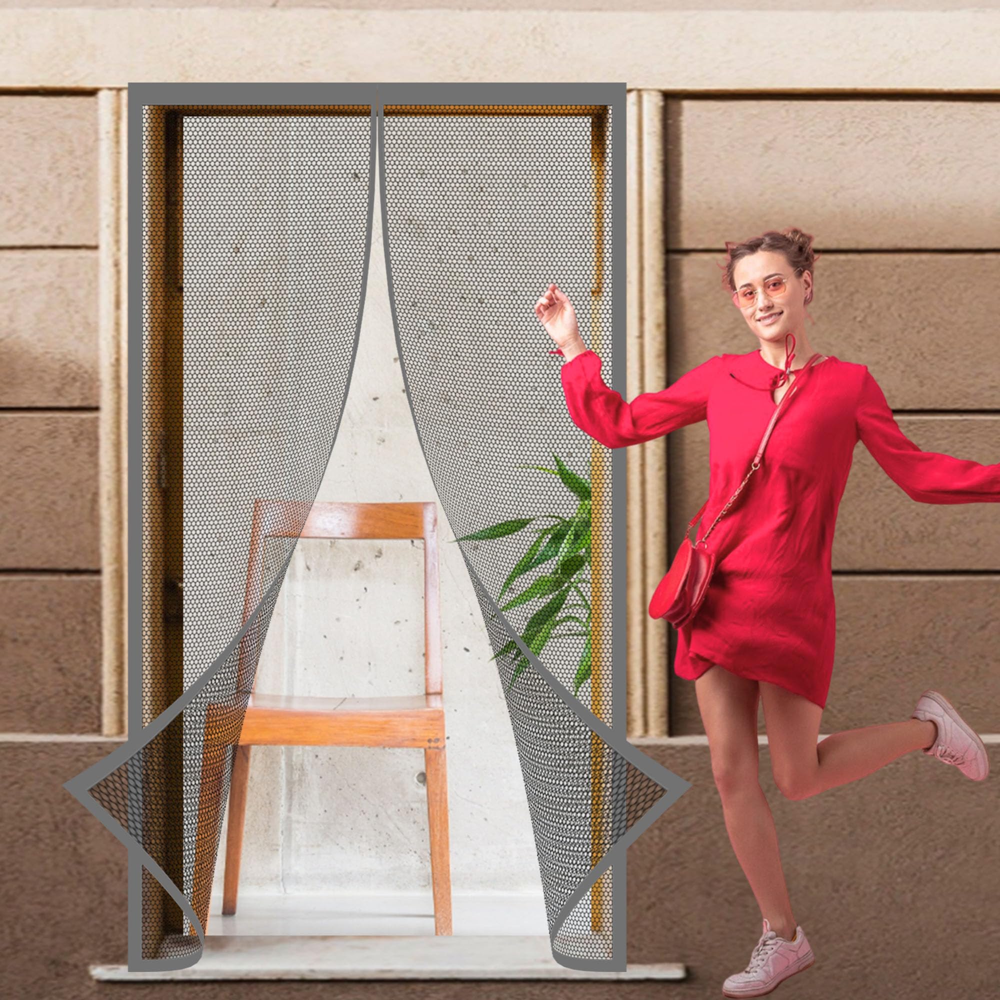 Zanzariera Magnetica Finestra 126 x 250 cm Senza Forare Zanzariera Magnetiche per Porte Finestre per Porte D'Ingresso, Finestra, Grigio