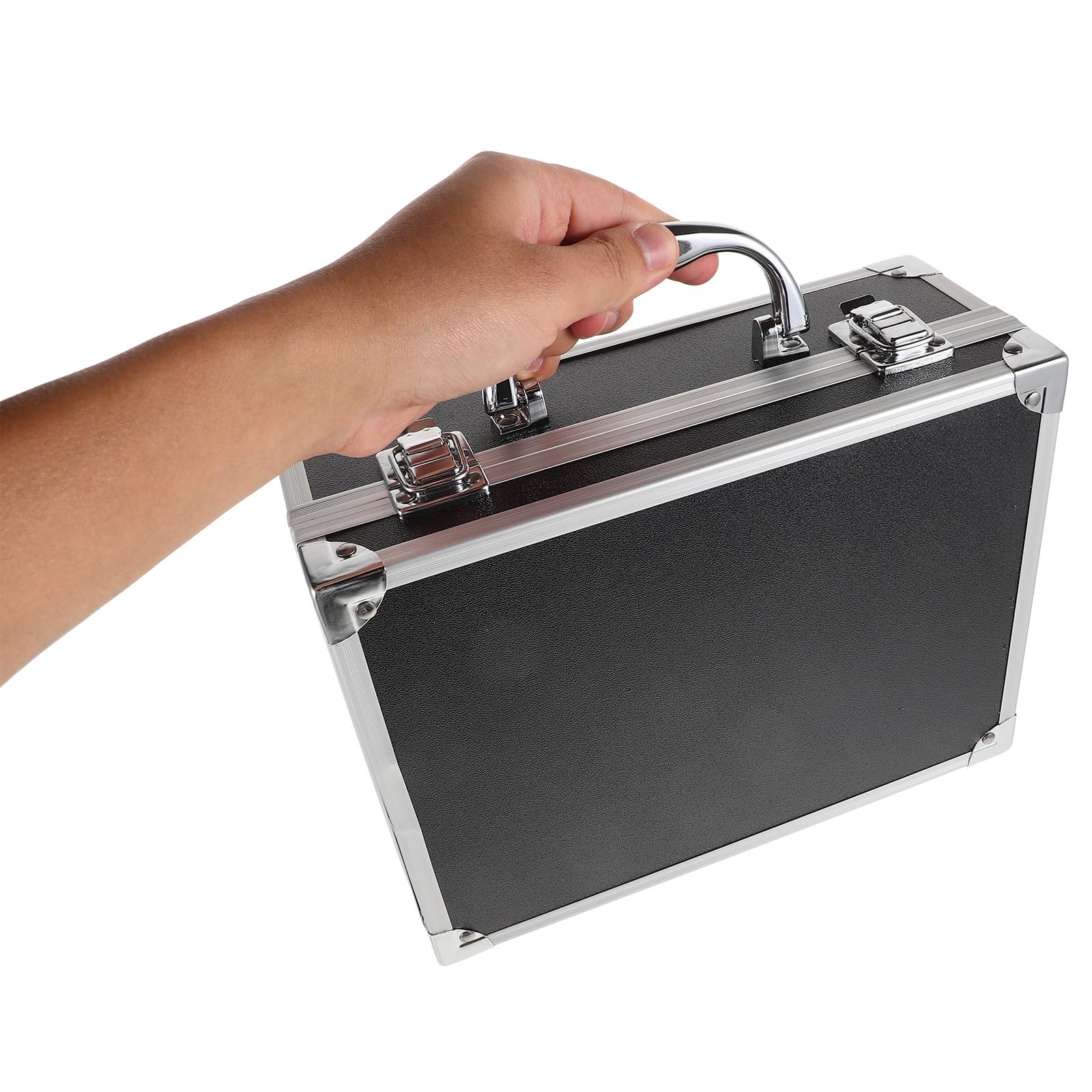 Toddmomy Caja de Herramientas Grande Negra, Organizador Portátil de Plástico Resistente Intemperie Asa Ergonómica para Almacenamiento y Transporte de Accesorios de Mago y Herramientas