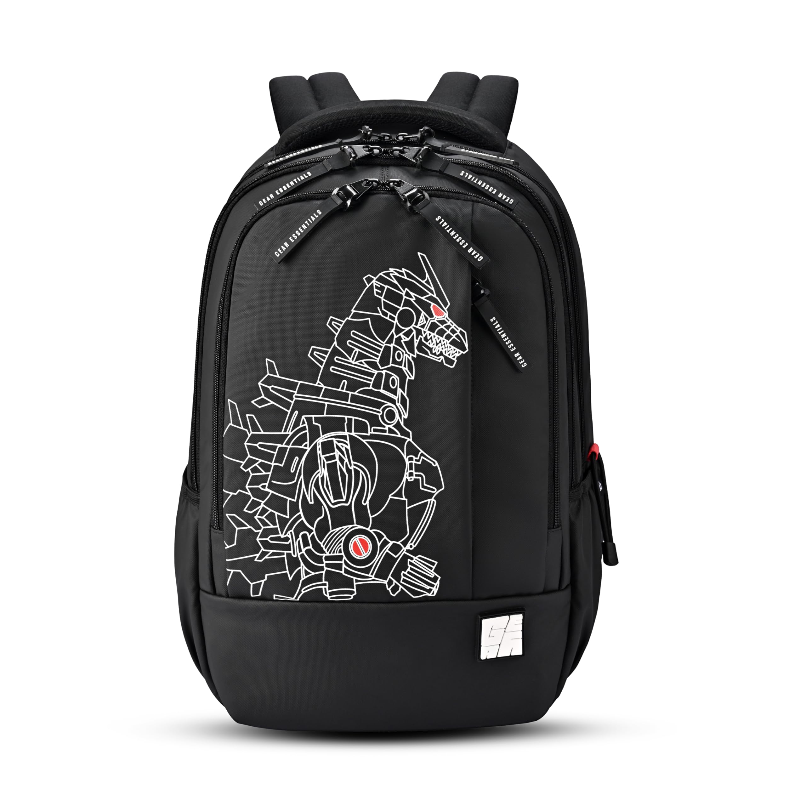 Gear Fiction 1 4 Compartment Backpack 19"/40L Large Water Resistant School Bag/Casual 4 Compartment Backpack/Daypack/Kids Bag for Boys/Girls (Black-Red)