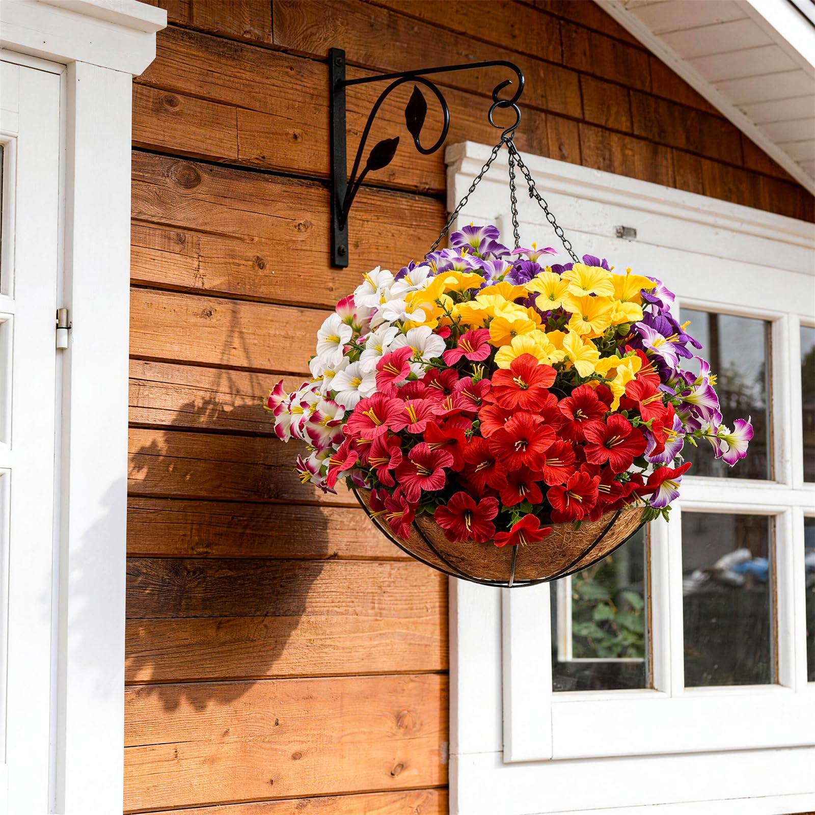 Artificial Flowers for Outdoors Fake Plants Outside, 16 Bundles Silk Morning Glory with Eucalyptus, UV Resistant Realistic Faux Flowers for Planters Porch Patio Garden Balcony Decor (8 Color) - 5