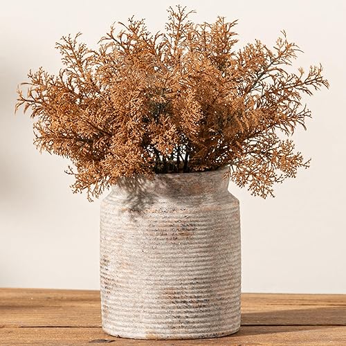 Florero de cerámica de 6.5 pulgadas, jarrón rústico de granja para decoración del hogar, jarrón de cerámica hecho a mano, pequeños jarrones de