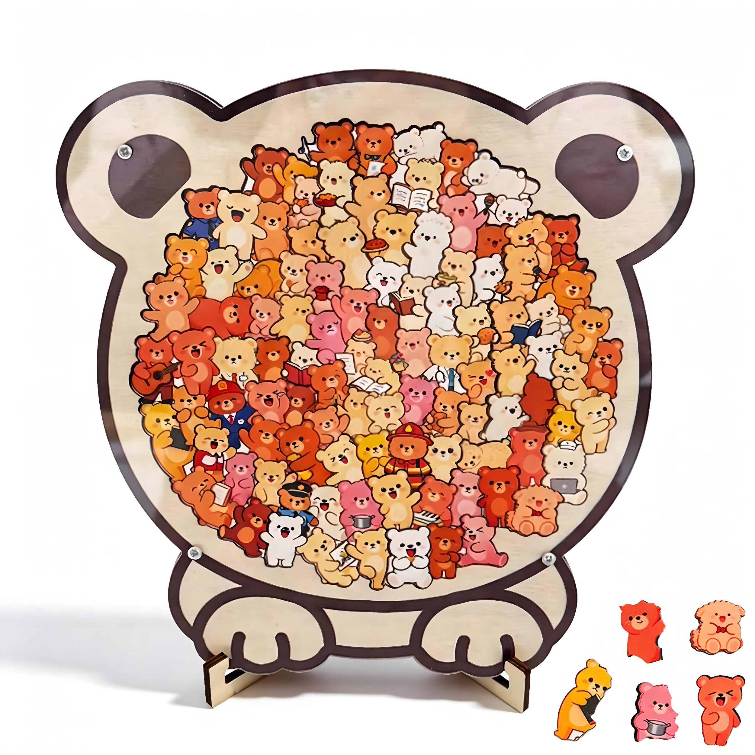 Rabbit Shaped Wooden Jigsaw Puzzle with Stand, Unique Animal Shape Wood Puzzle for Adults, Creative Gifts for Rabbits Lovers, Home Decorative Display Piece (Rabbit) — image 1
