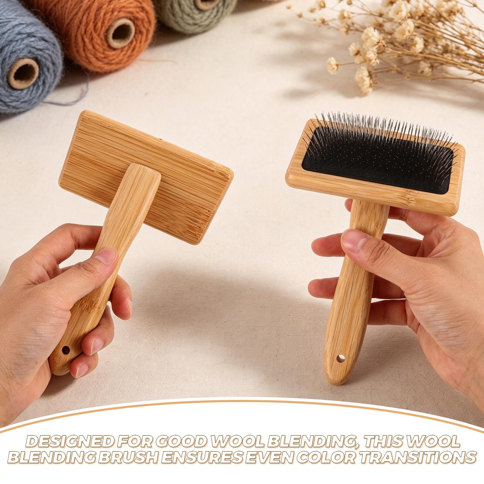 SAFIGLE Strumento per Filatura a Mano Fibre Soffici e Ricci, Preparazione Liscia delle Fibre in Legno e Metallo, Portatile per Progetti di Filatura e Artigianato All'aperto Colore Casuale