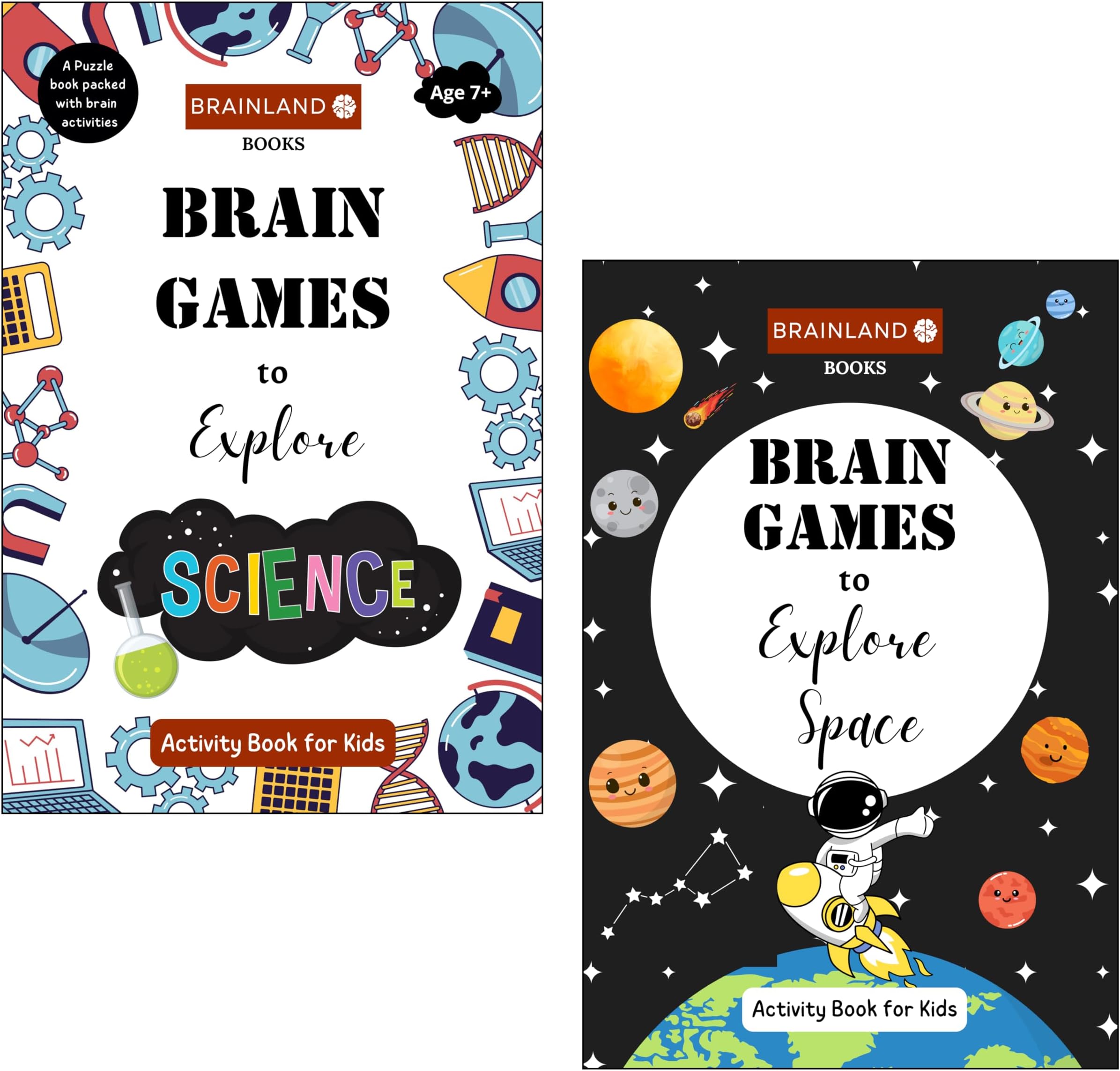 Brain Games to Explore Science and Space - Set of 2 Books - Activity Book for...