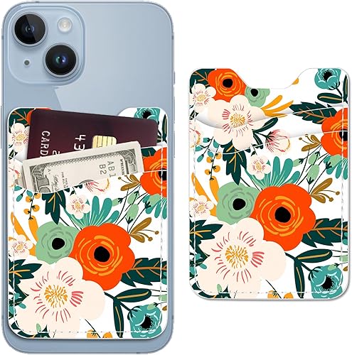 TIHYWR Cartera para teléfono celular, tarjetero de cuero, se pega en la parte posterior del teléfono y la parte posterior del teléfono, funda para