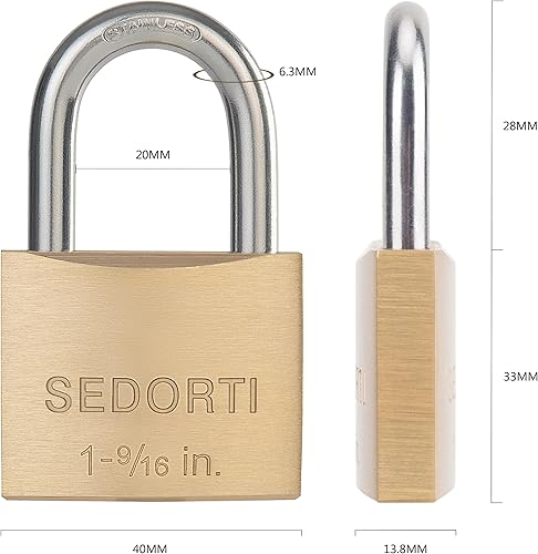 Miniatura 5 de Candado resistente a la intemperie para exteriores con grillete de acero inoxidable y cuerpo de latón macizo, cerradura a prueba de óxido de grado