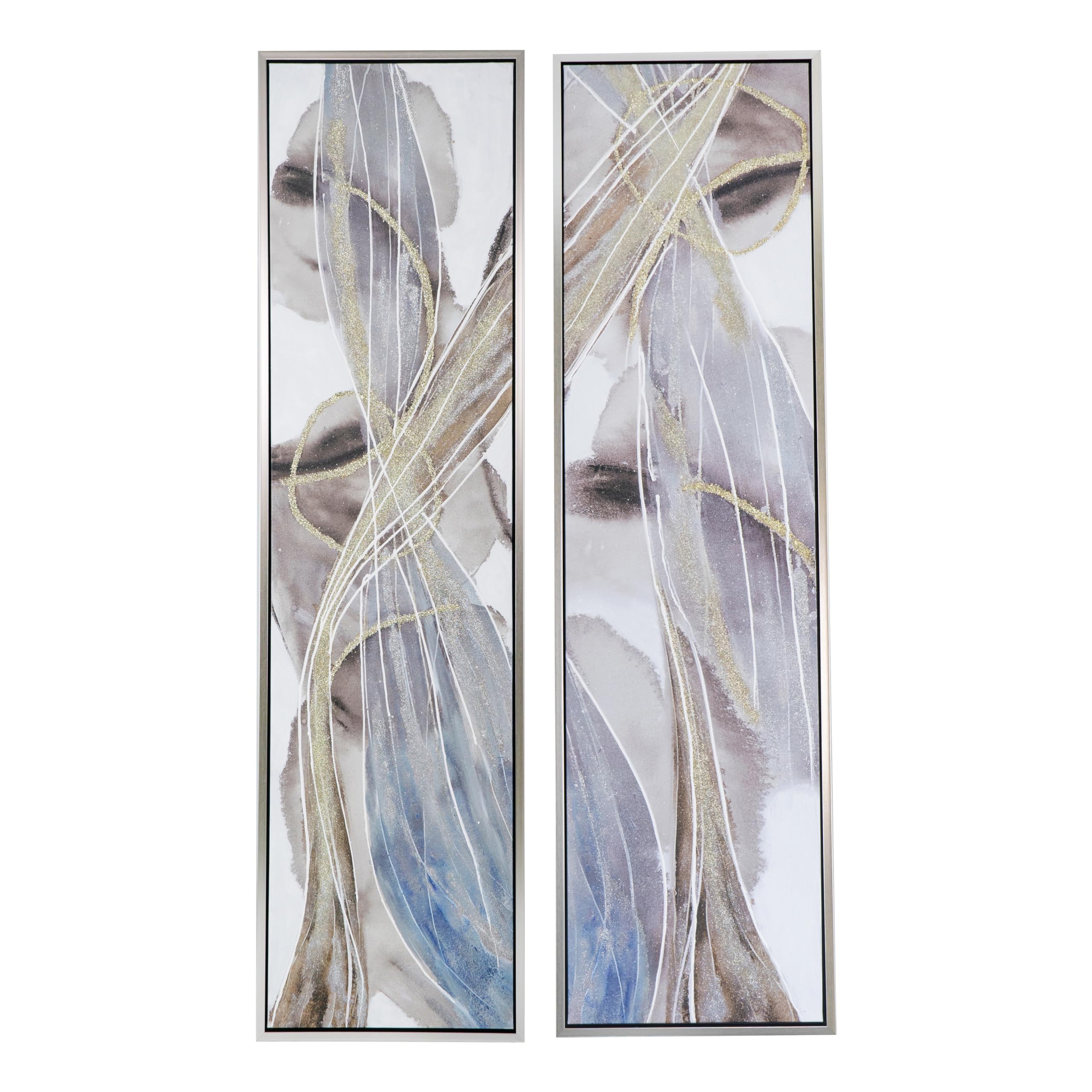 GOWE Set of 2 Elongated Modern Abstract Oil Paintings, Wall Art for Living Room Dining Room Bedroom Office Entryway, 20
