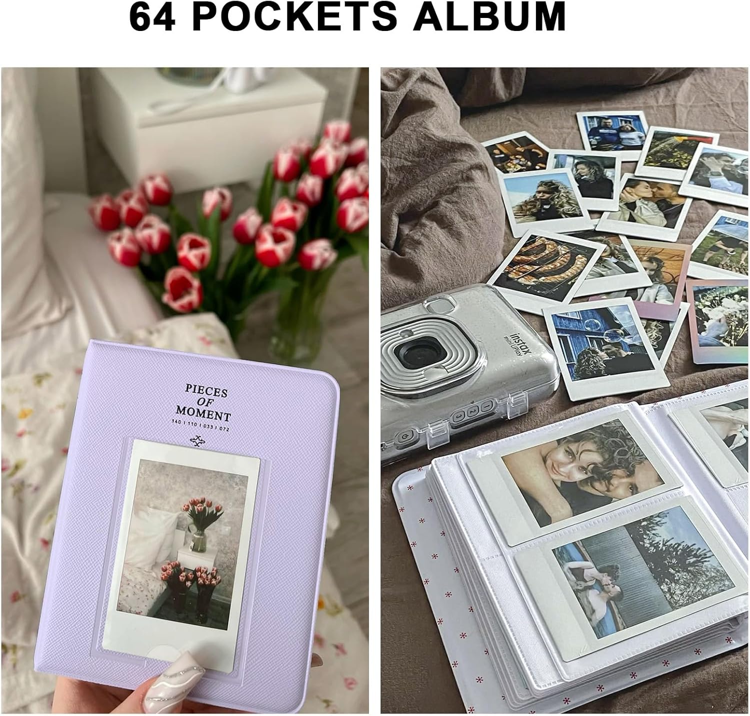 WOGOZAN Accessories Kit Case for Fujifilm Instax Mini 12 11 99 7+ SE EVO Instant Camera with Universal Mini Camera Bag, Magnetic Picture Frame, Mini Photo Album, Stickers (No Camera) - Blue Pink