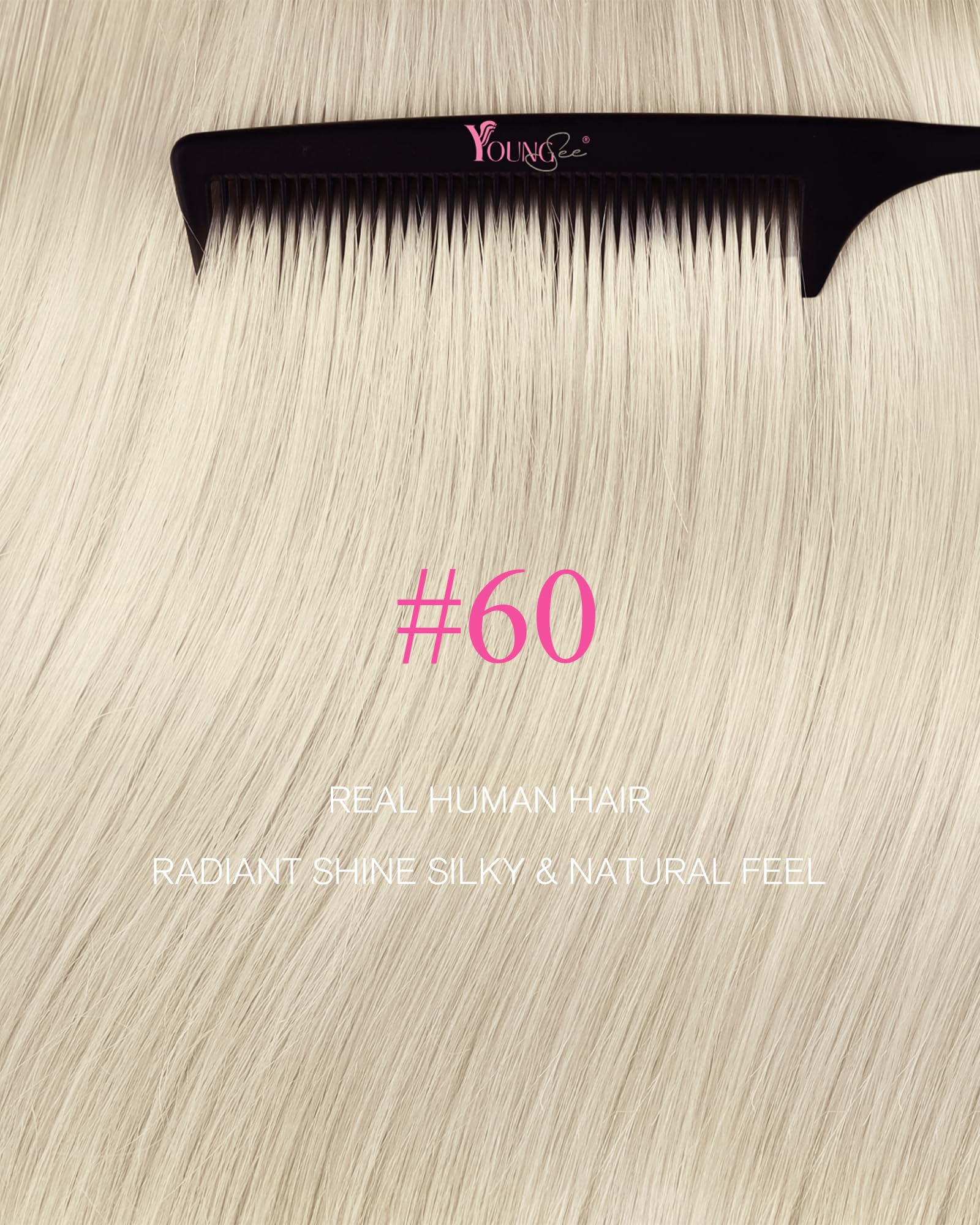 YoungSee Tape Hair Extensions Platinum Blonde 16In Tape in Hair Extensions Real Human Hair for Women 20pcs 50g Easy to Wear Hair Tape-in Extensions Blonde - 2