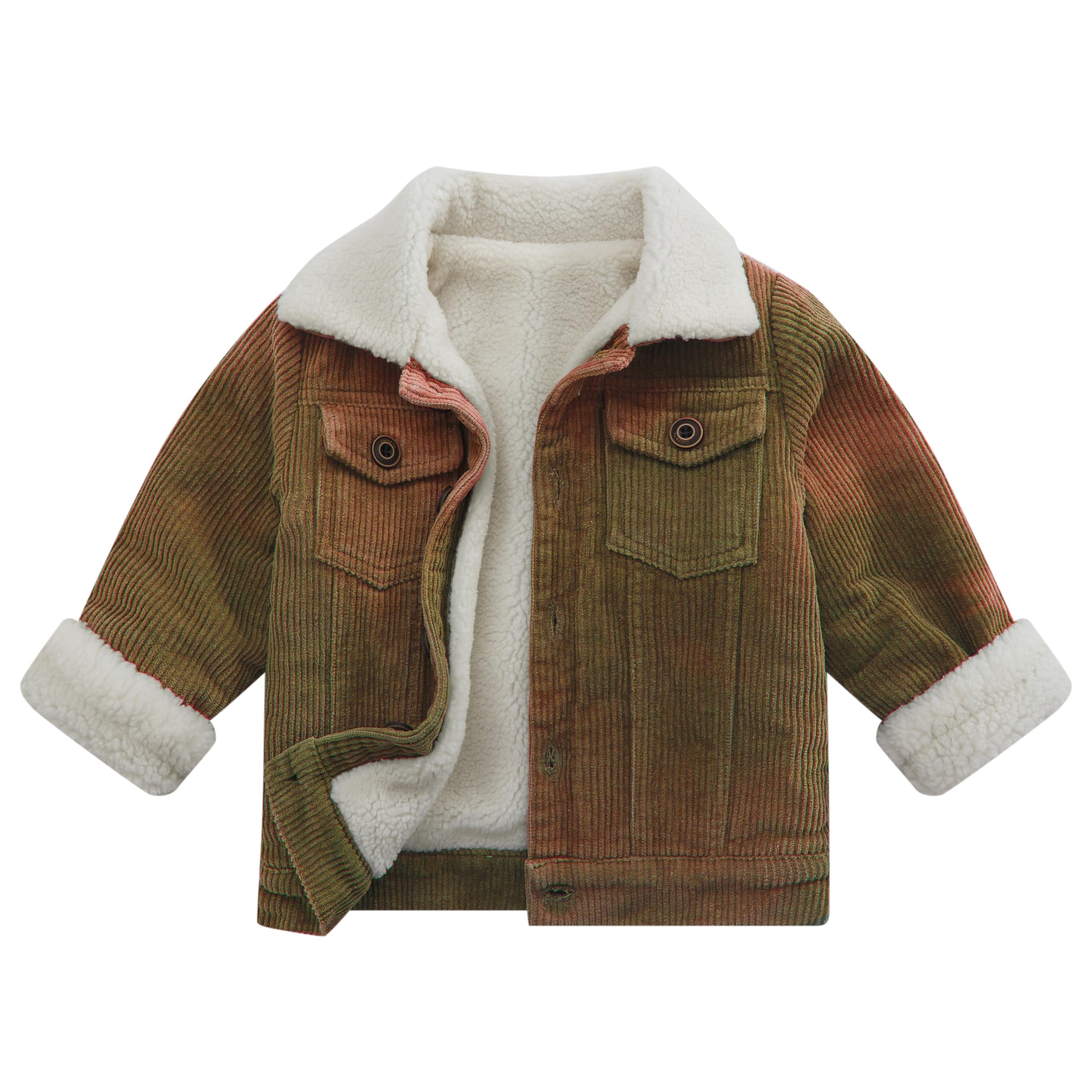 Morubut Toddler Boy Winter Thick Corduroy Coat Baby Boys Sherpa Lined Jacket Outwear (US, Age, 18 Months, 24 Months, Kb-Brown)