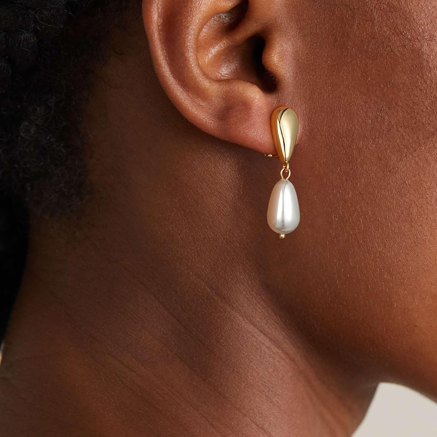 Pearl Clip on Earrings for Women 14K Gold/Silver Plated Pearl Earrings Cubic Zirconia Non Pierced Earrings for Women Jewelry Gifts Wedding Party Fashion Trendy Jewelry Gifts - Image 3