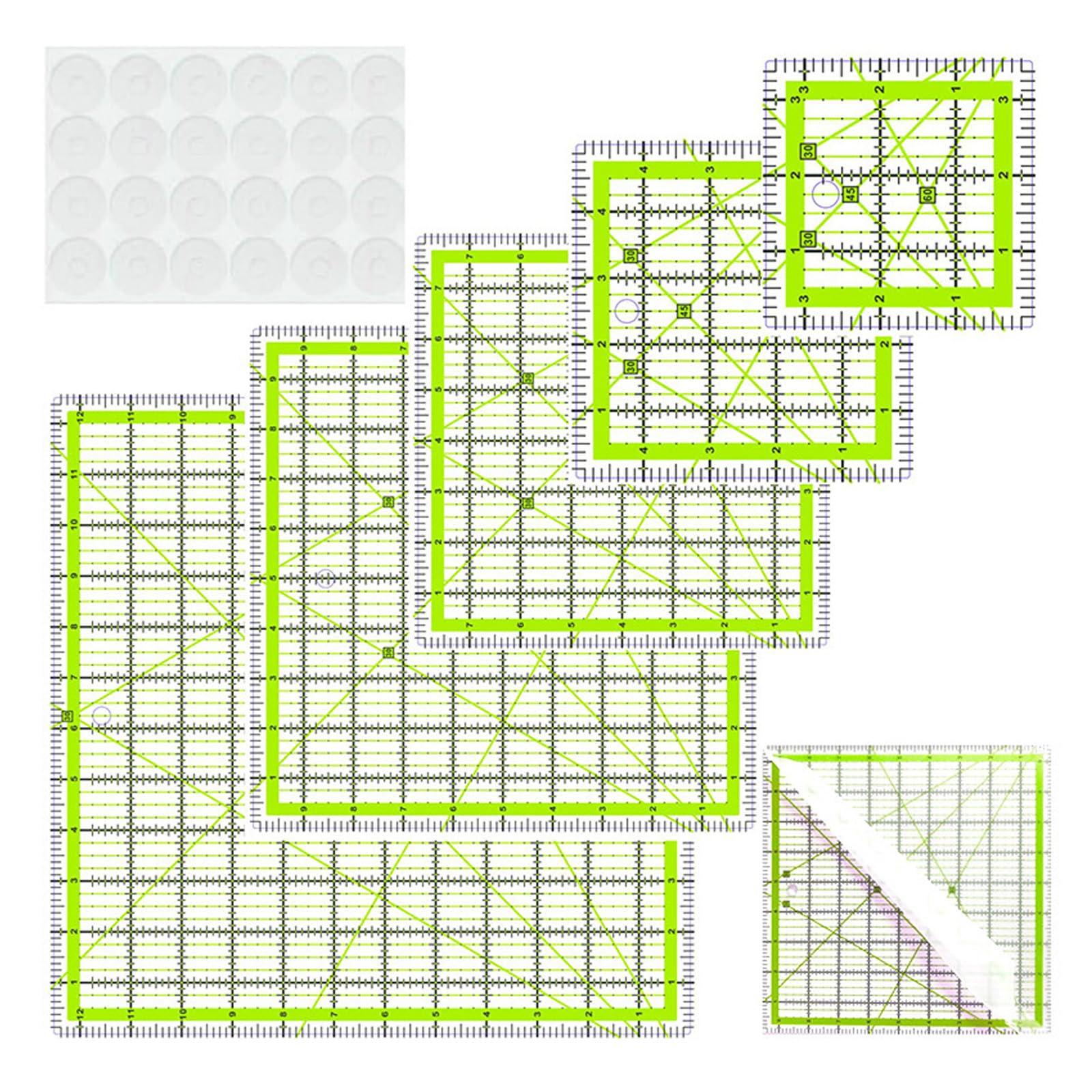 6 piezas regla de costura acrílica transparente plantilla acolchada tela corte costura patchwork herramienta