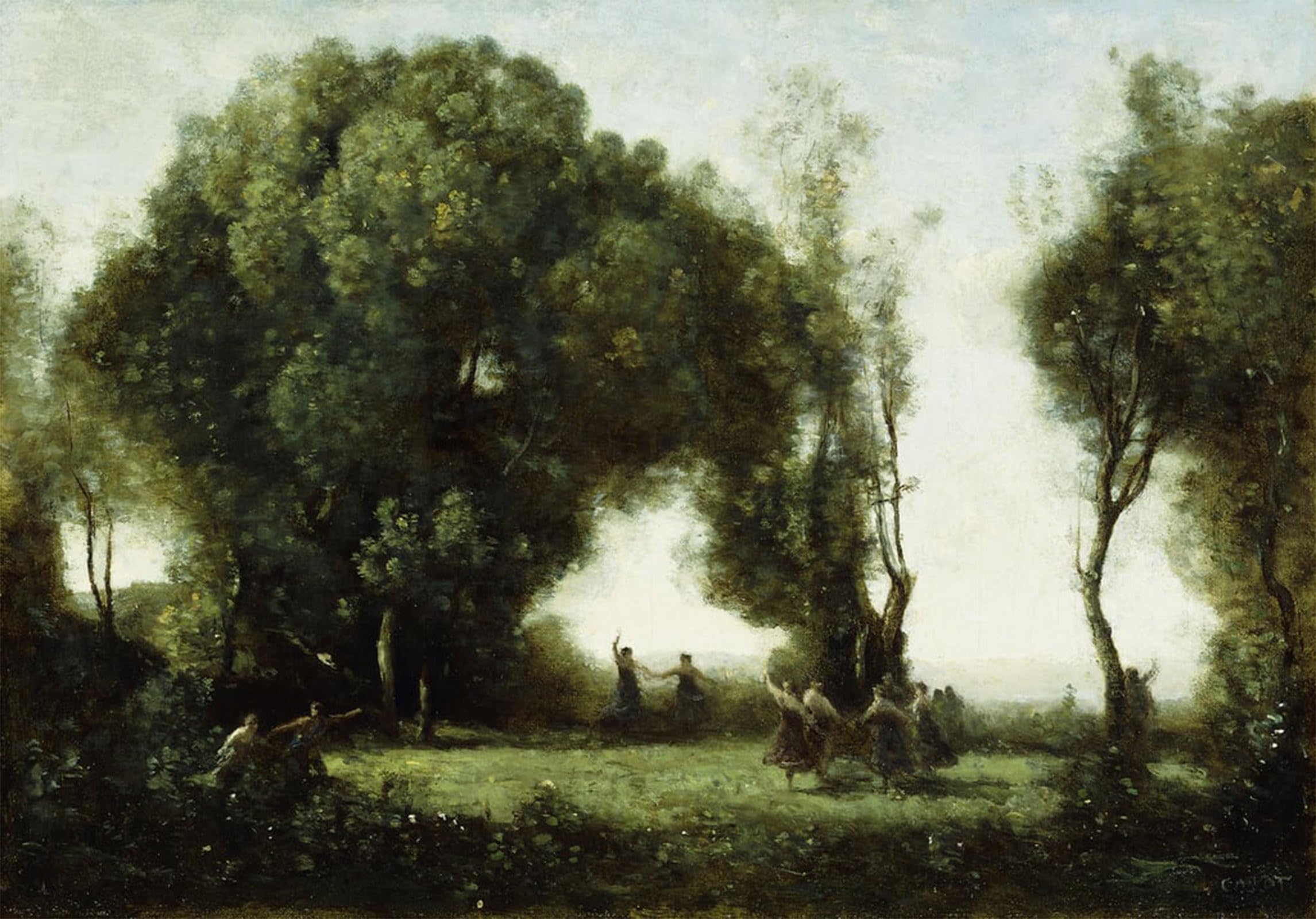 SERENDIPITP Vintage Wall Art Canvas Nordic Poster Canvas Print Picture Dance of the Nymphs by Jean Baptiste Camille Corot Wall Art Poster for Home Decor 60x90cm