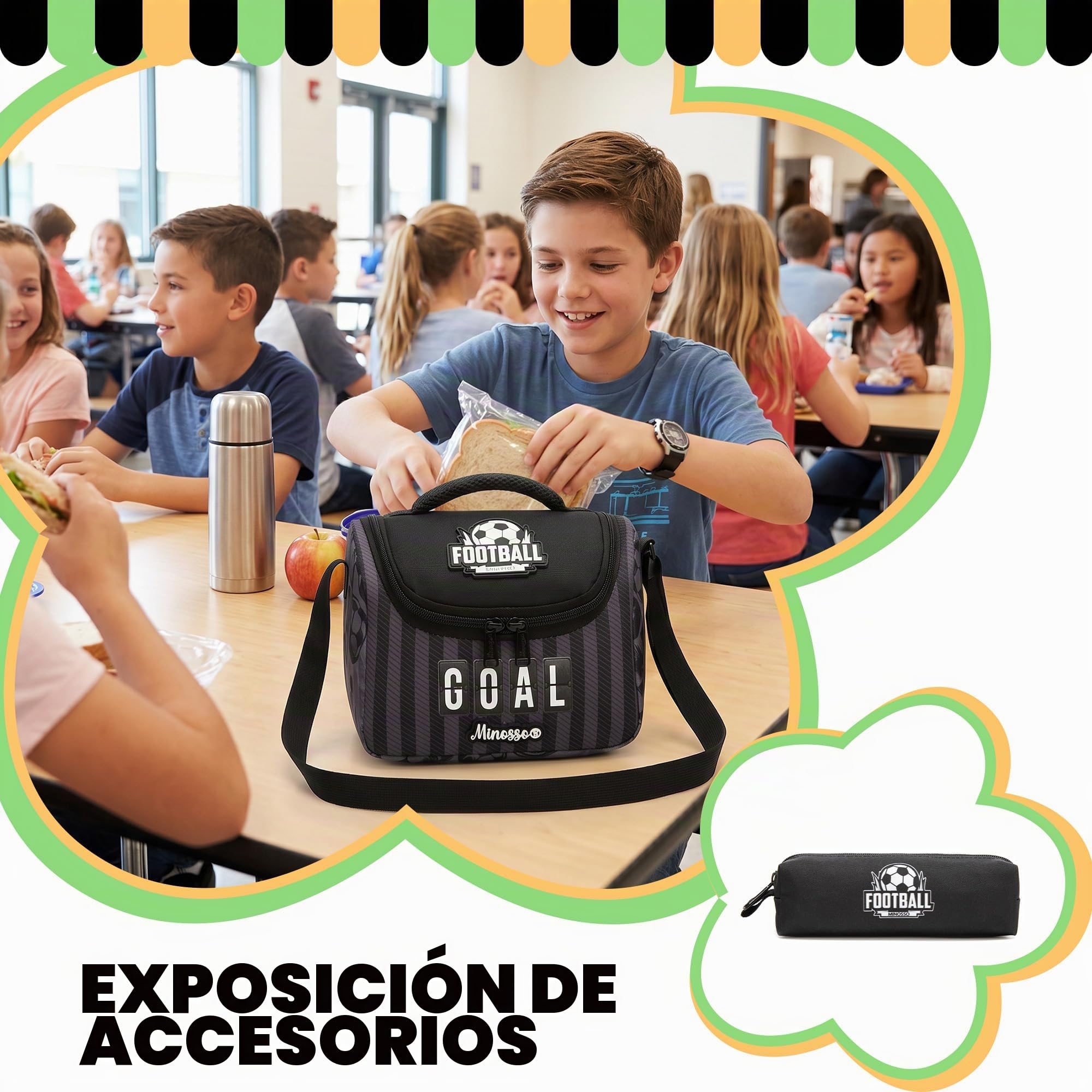 HTgroce Mochila Escolar Niños con Ruedas Fútbol– Trolley Primaria Ergonómico – Ideal para Vuelta al Cole y Regalo de Cumpleaños