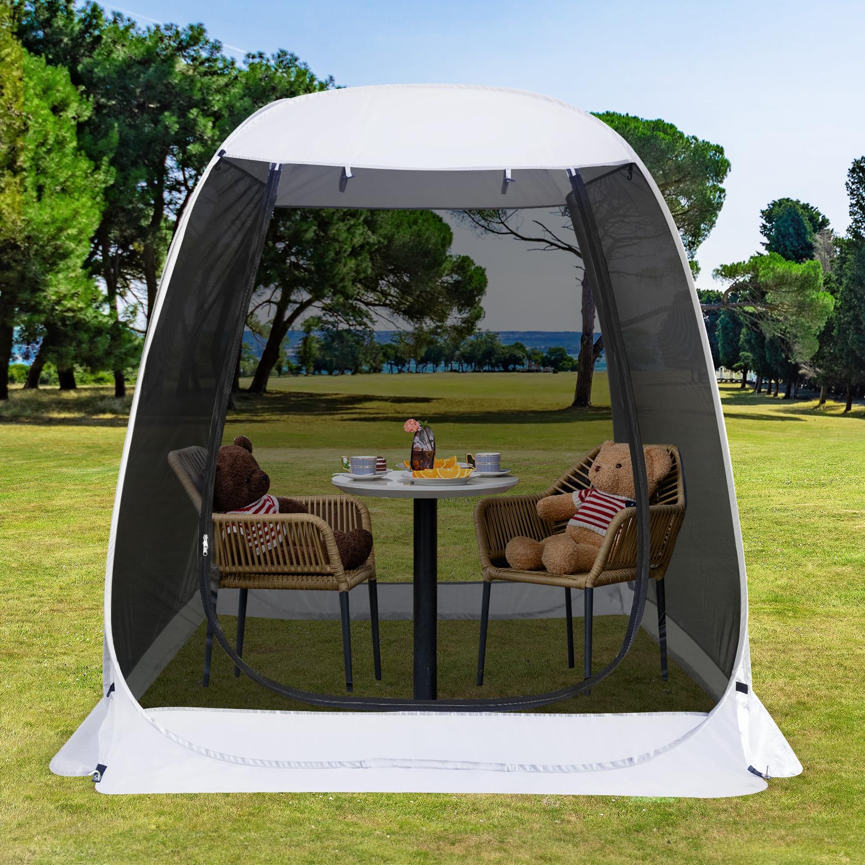 LEEDOR Pop Up Screen House, 6-10-15 Person Outdoor Screen Tent，Camping Screen Room with Carry Bag, Screened Gazebo with Mosquito Netting, Instant UV